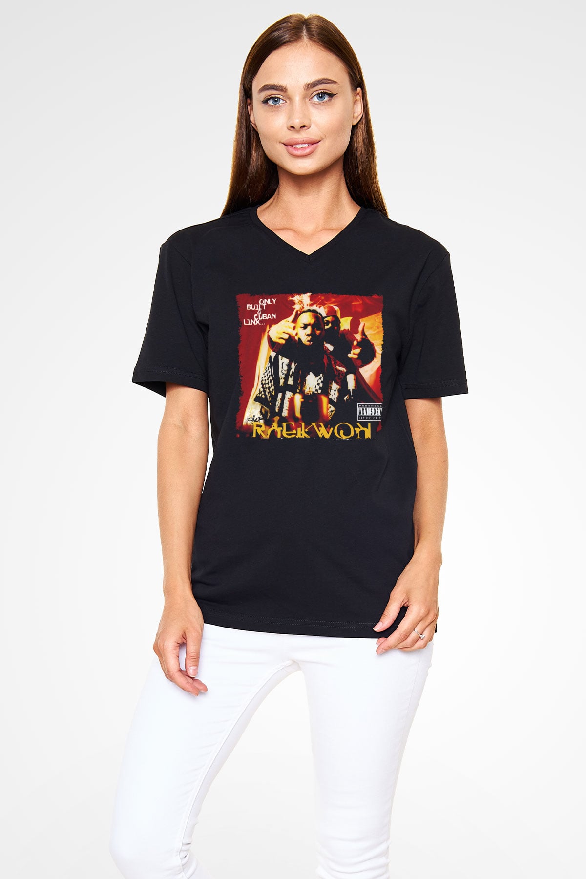 Raekwon Siyah Unisex V Yaka Tişört