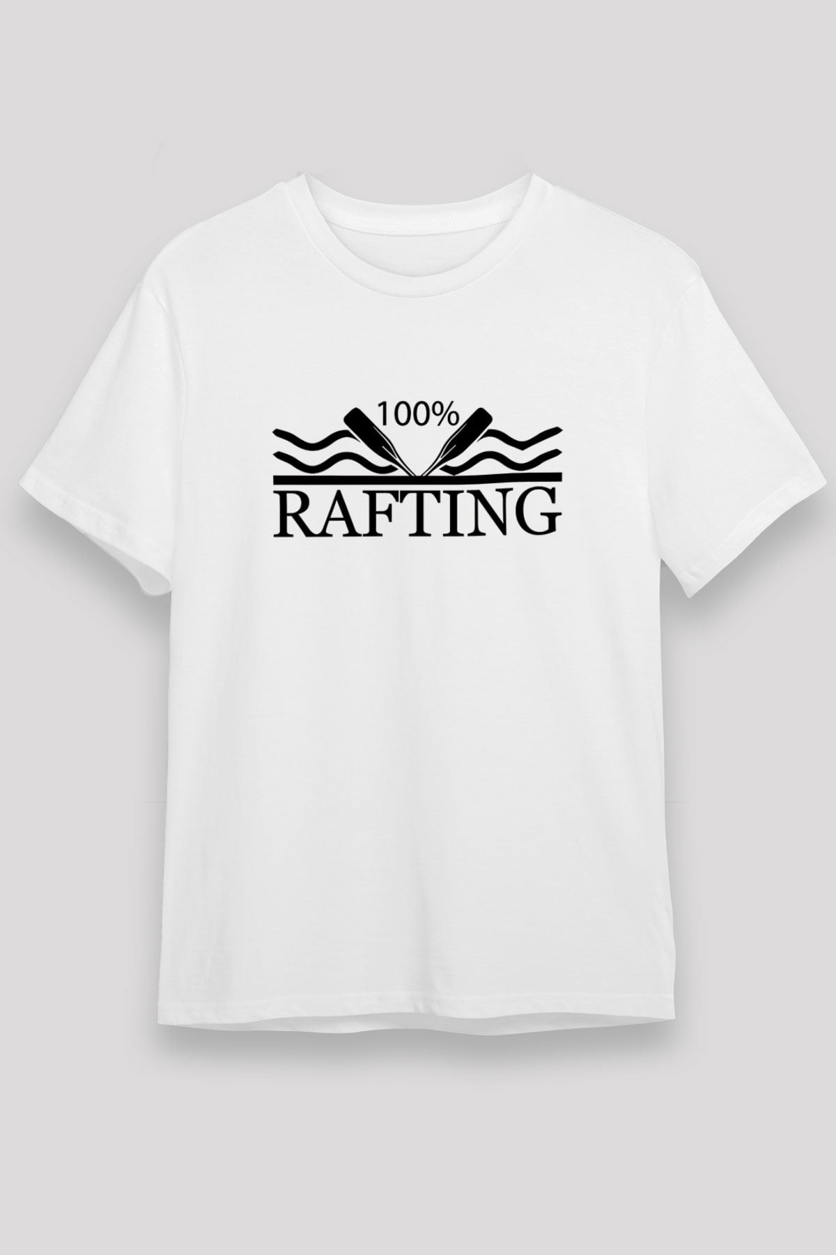 Rafting Baskılı Unisex Beyaz Tişört - Tshirt