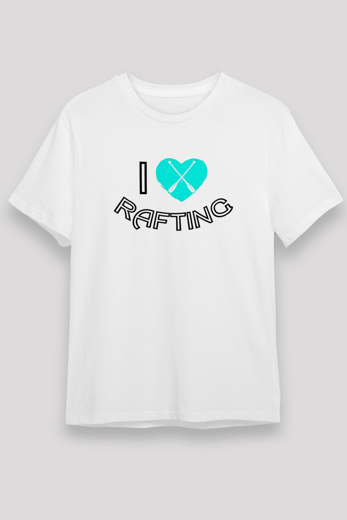 Rafting Baskılı Unisex Beyaz Tişört - Tshirt