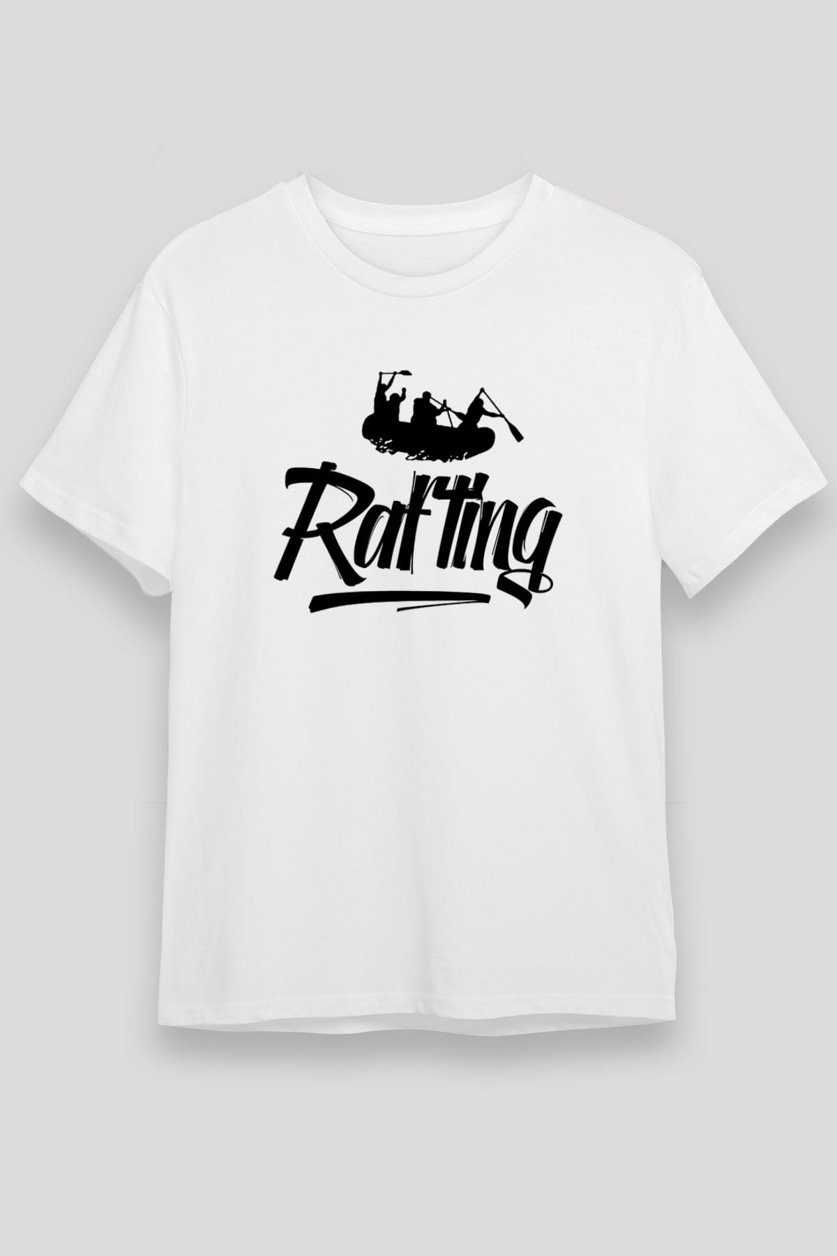 Rafting Baskılı Unisex Beyaz Tişört - Tshirt