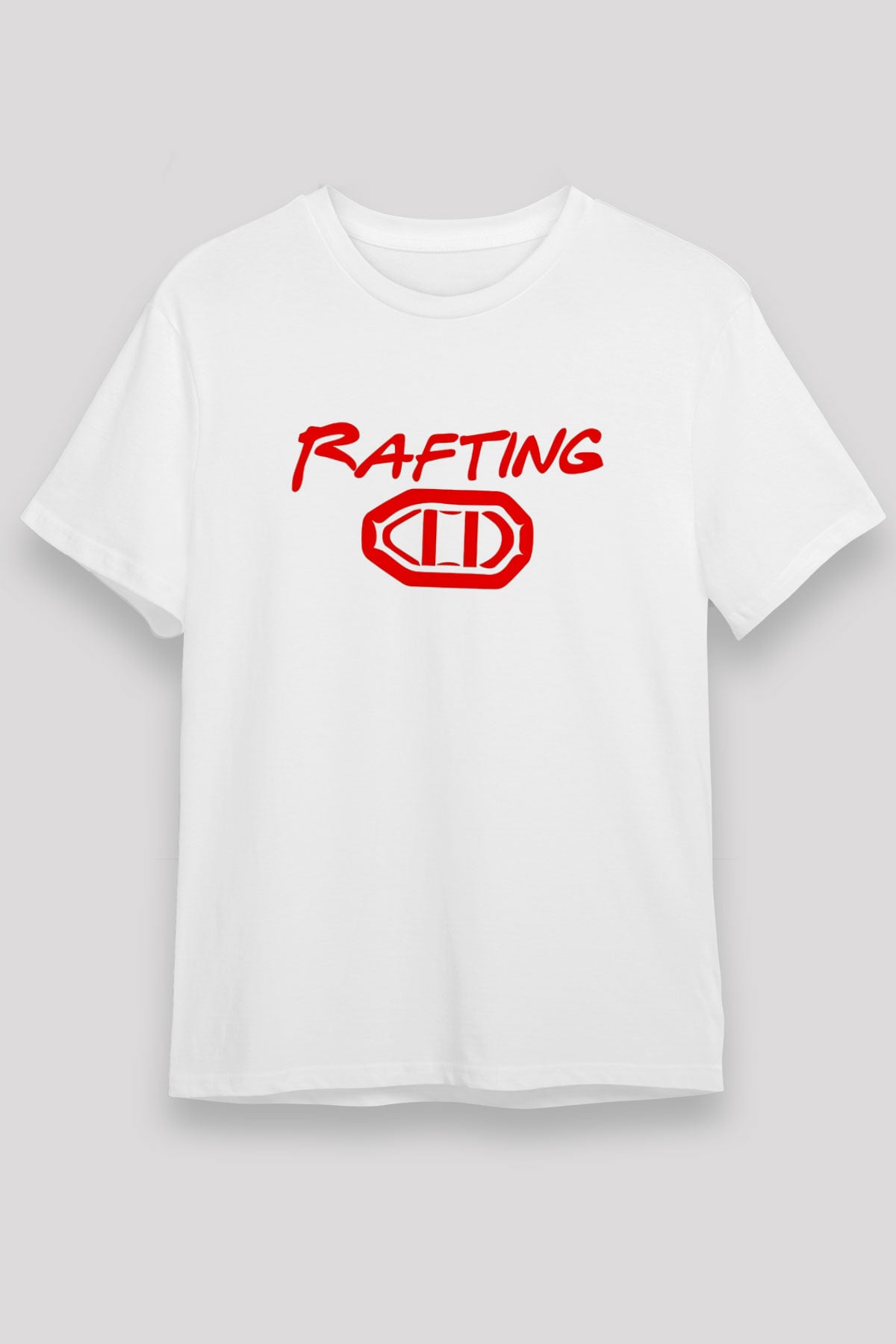 Rafting Baskılı Unisex Beyaz Tişört - Tshirt
