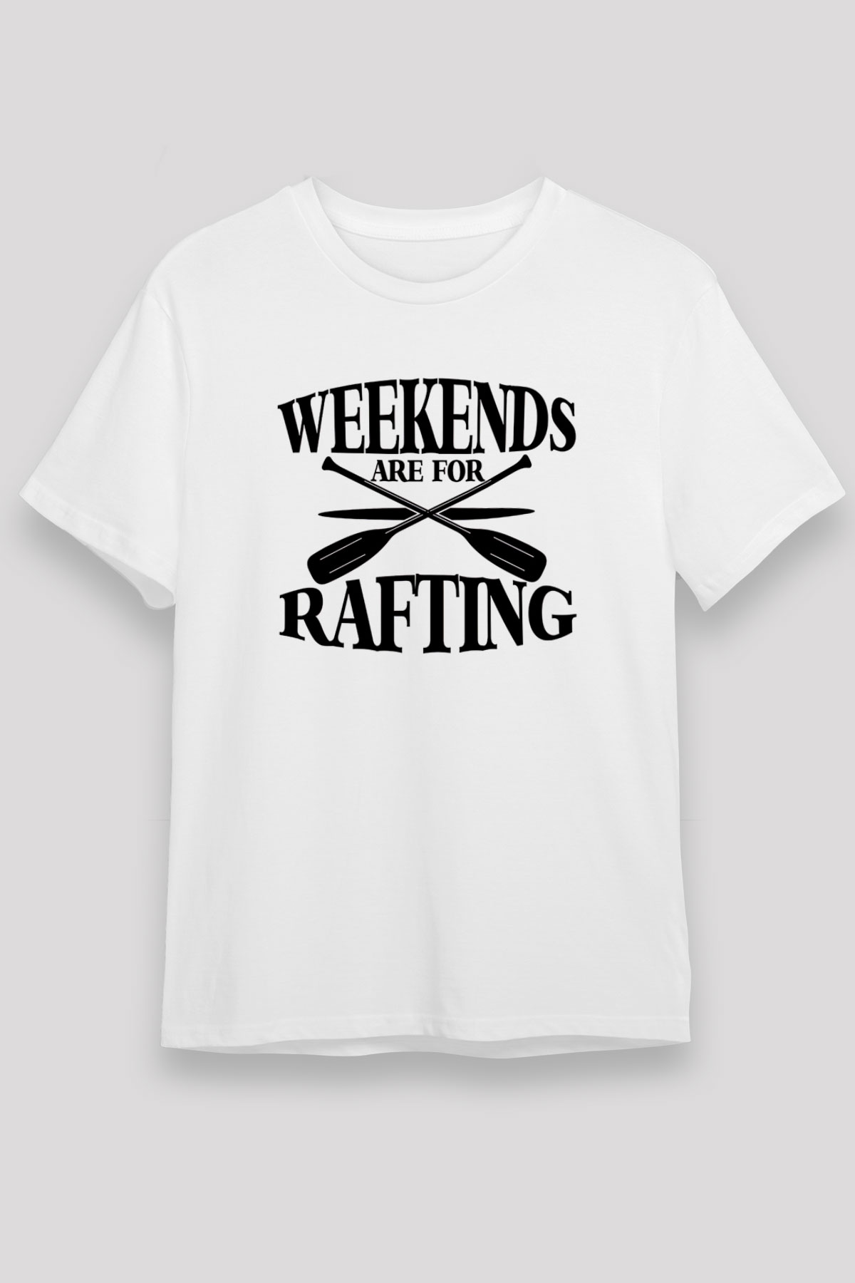 Rafting Baskılı Unisex Beyaz Tişört - Tshirt