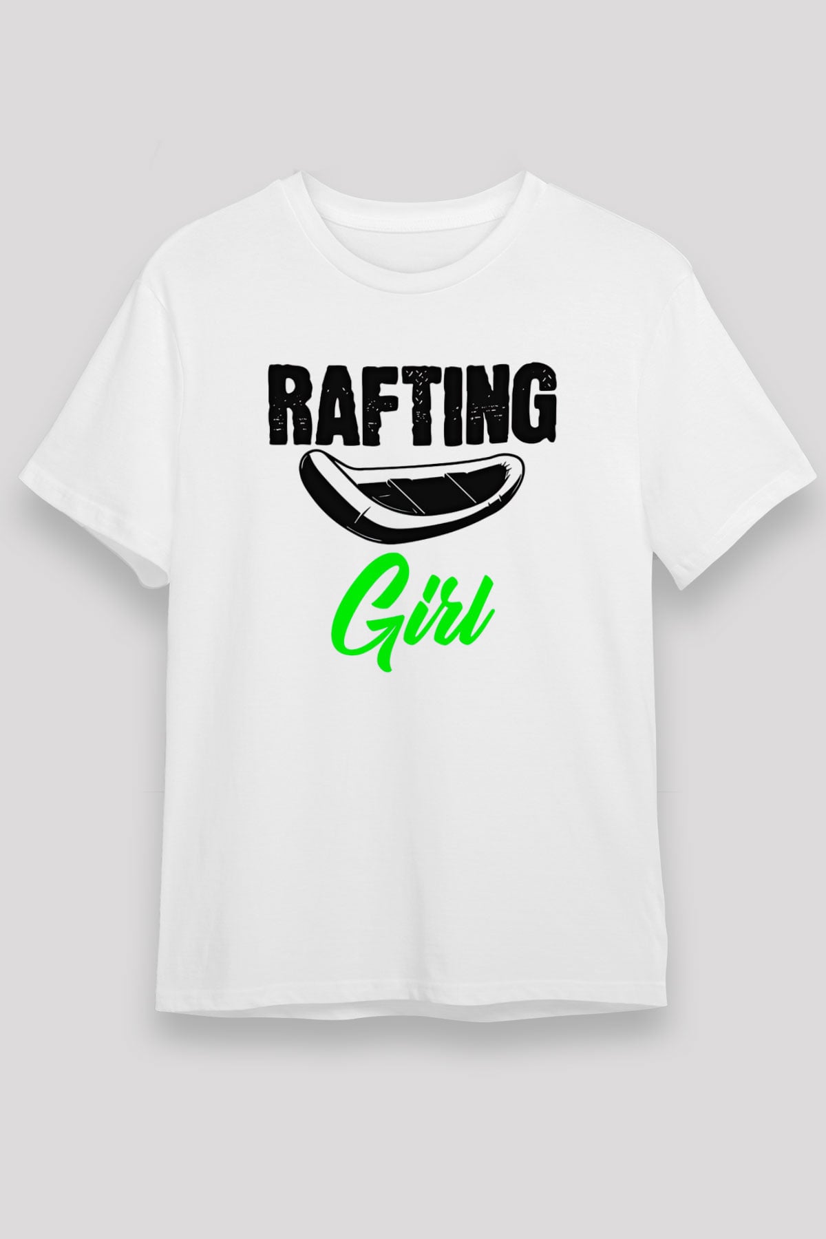 Rafting Baskılı Unisex Beyaz Tişört - Tshirt