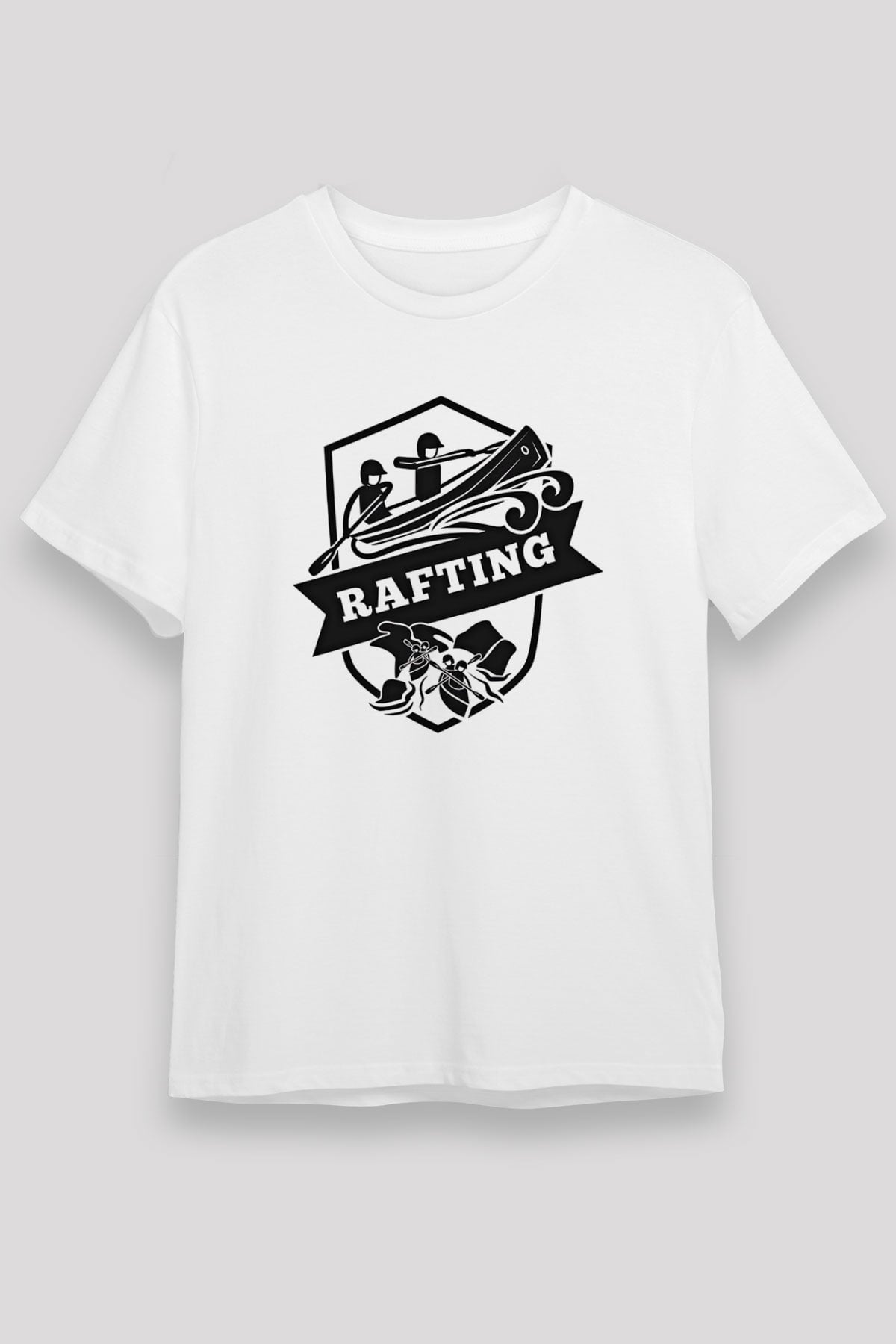 Rafting Baskılı Unisex Beyaz Tişört - Tshirt