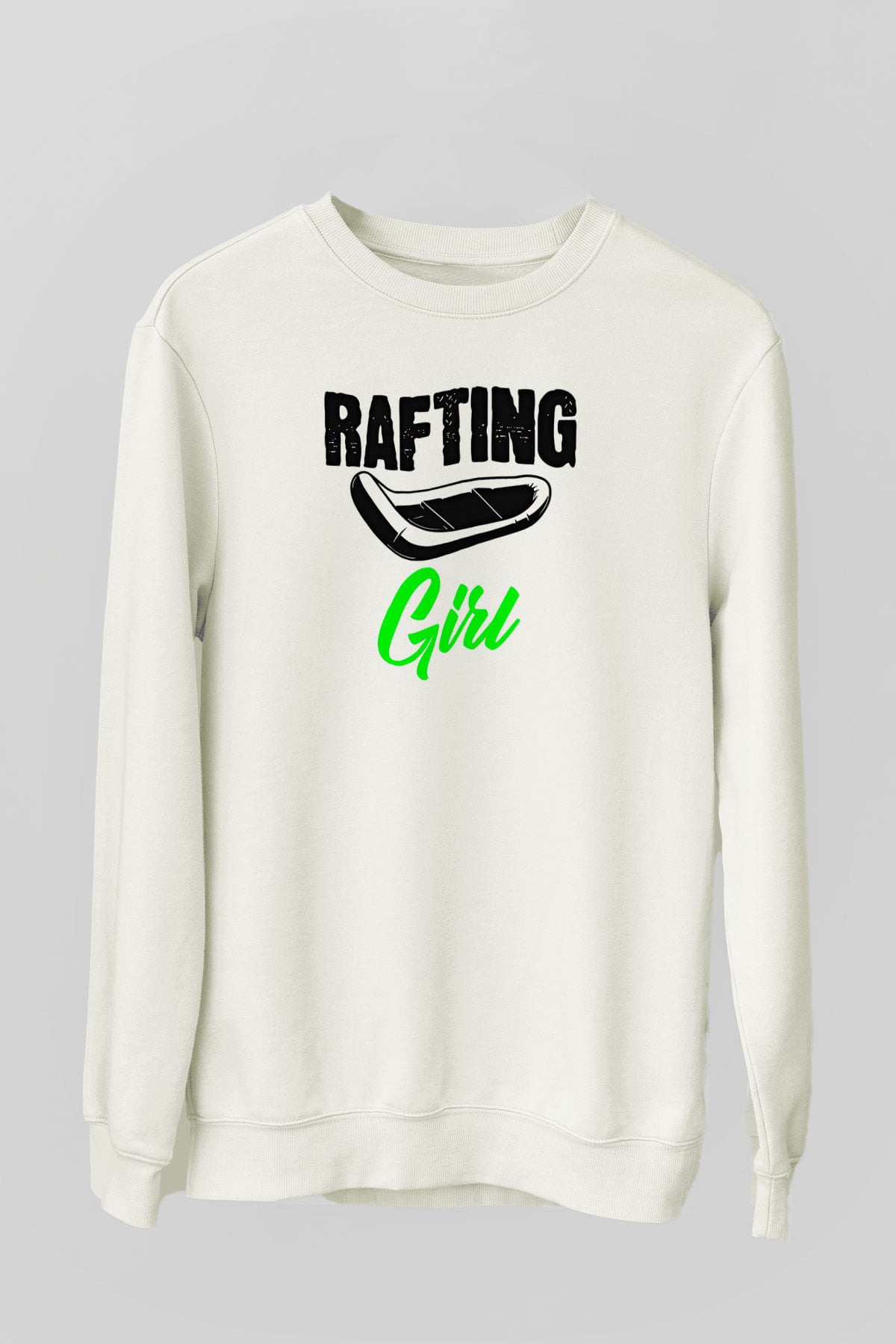 Rafting Baskılı Unisex Ekru Sweatshirt
