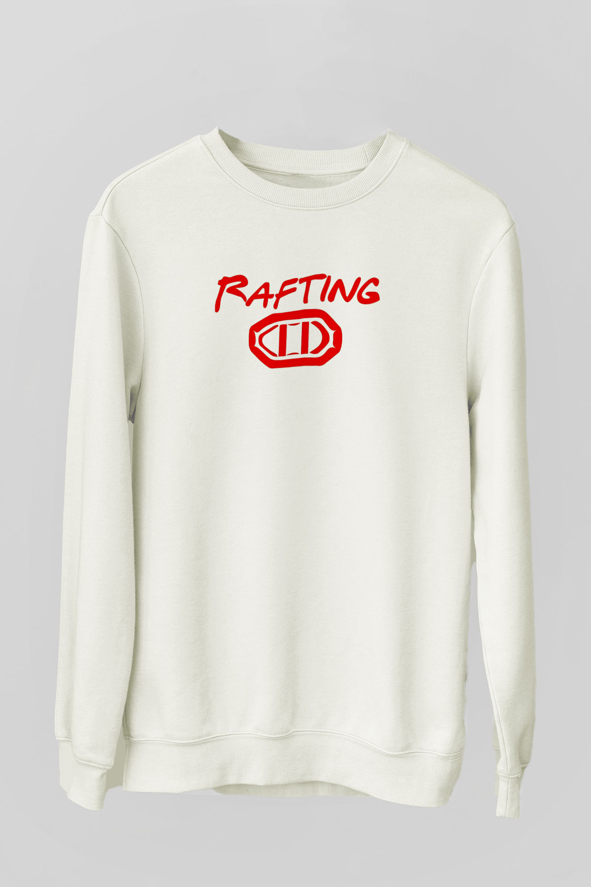 Rafting Baskılı Unisex Ekru Sweatshirt