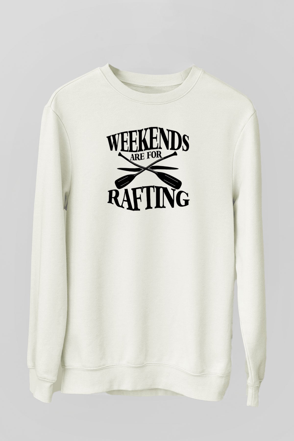 Rafting Baskılı Unisex Ekru Sweatshirt