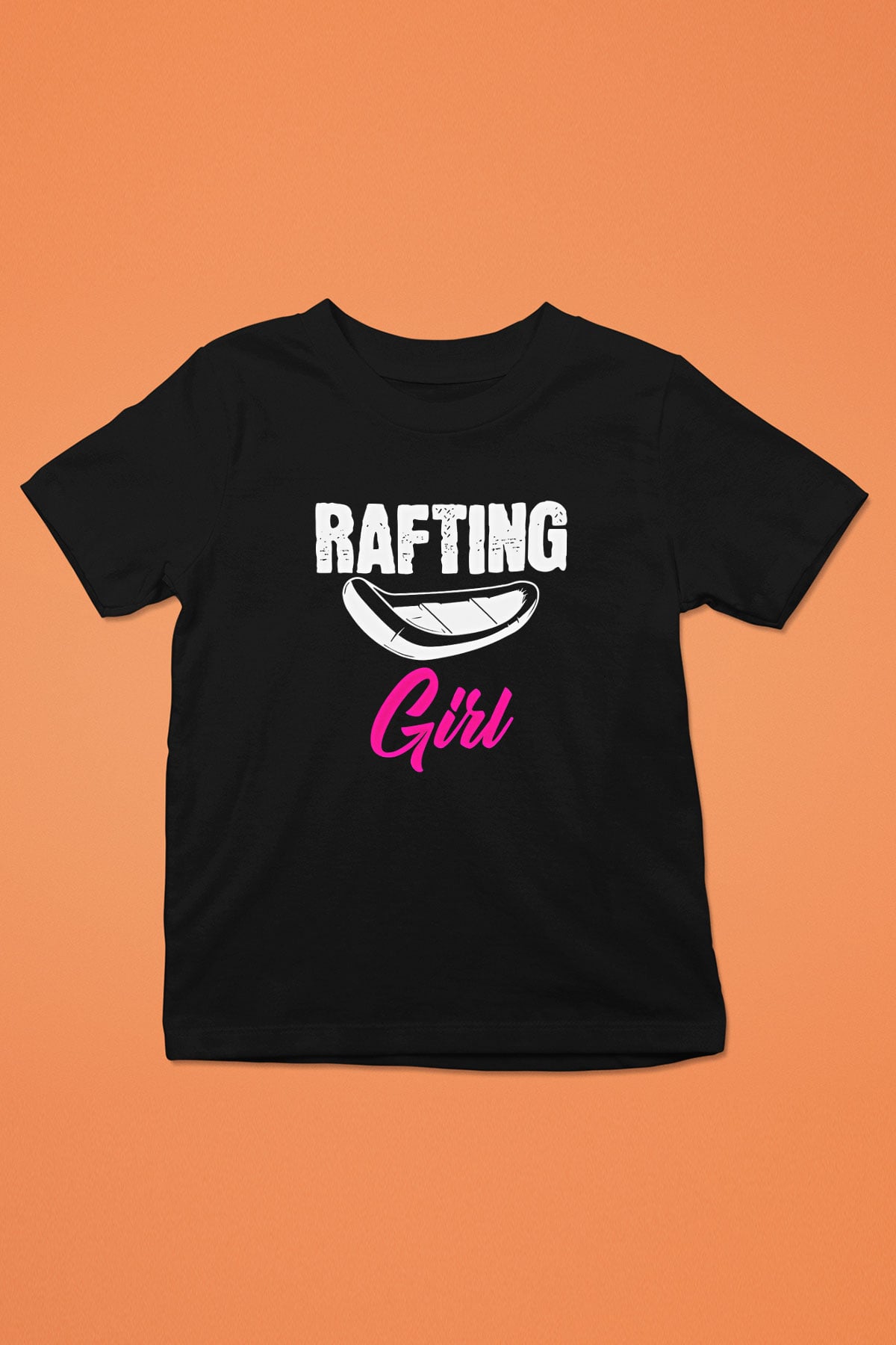 Rafting Baskılı Unisex Siyah Çocuk Tİşörtü - Tshirt