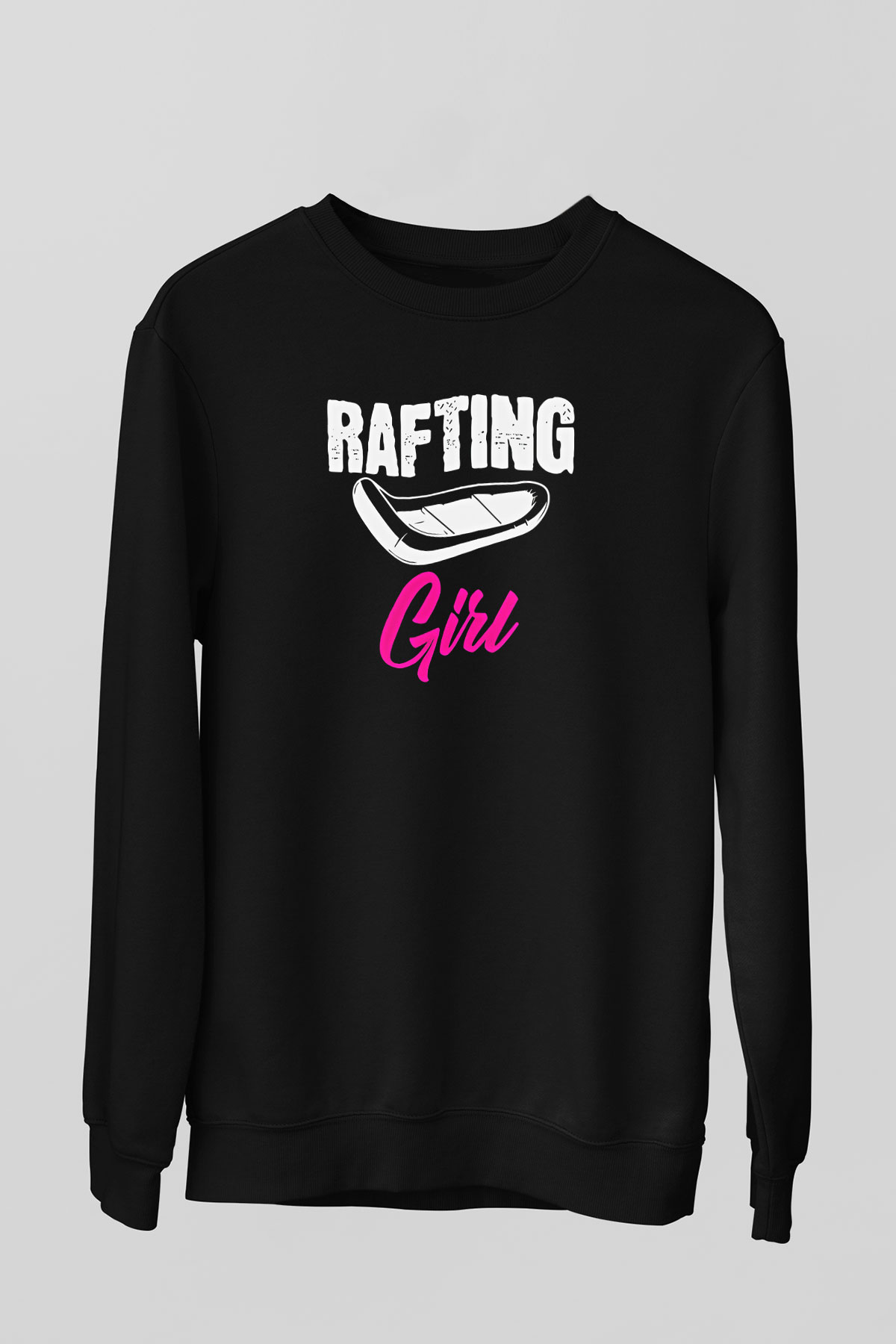 Rafting Baskılı Unisex Siyah Sweatshirt