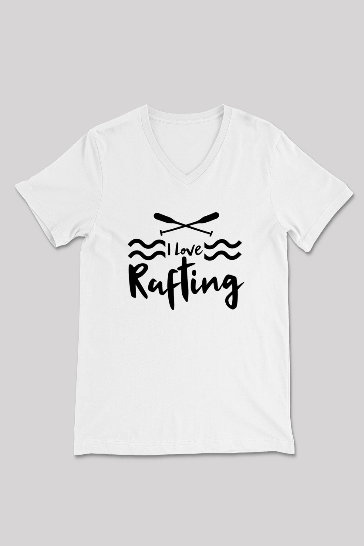 Rafting Baskılı Unisex V Yaka Tişört - Tshirt