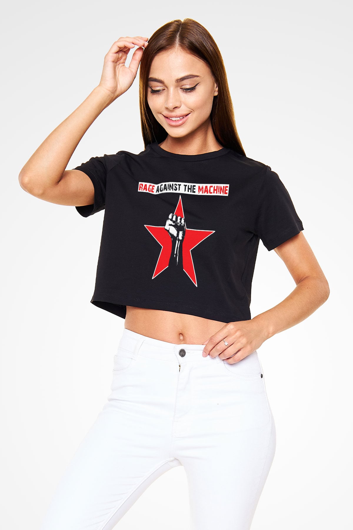 Rage Against the Machine Siyah Crop Top Tişört