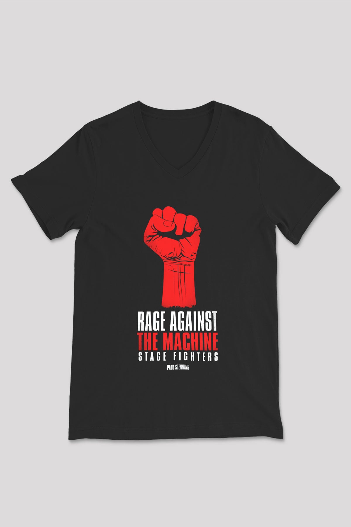 Rage Against the Machine Siyah Unisex V Yaka Tişört T-Shirt
