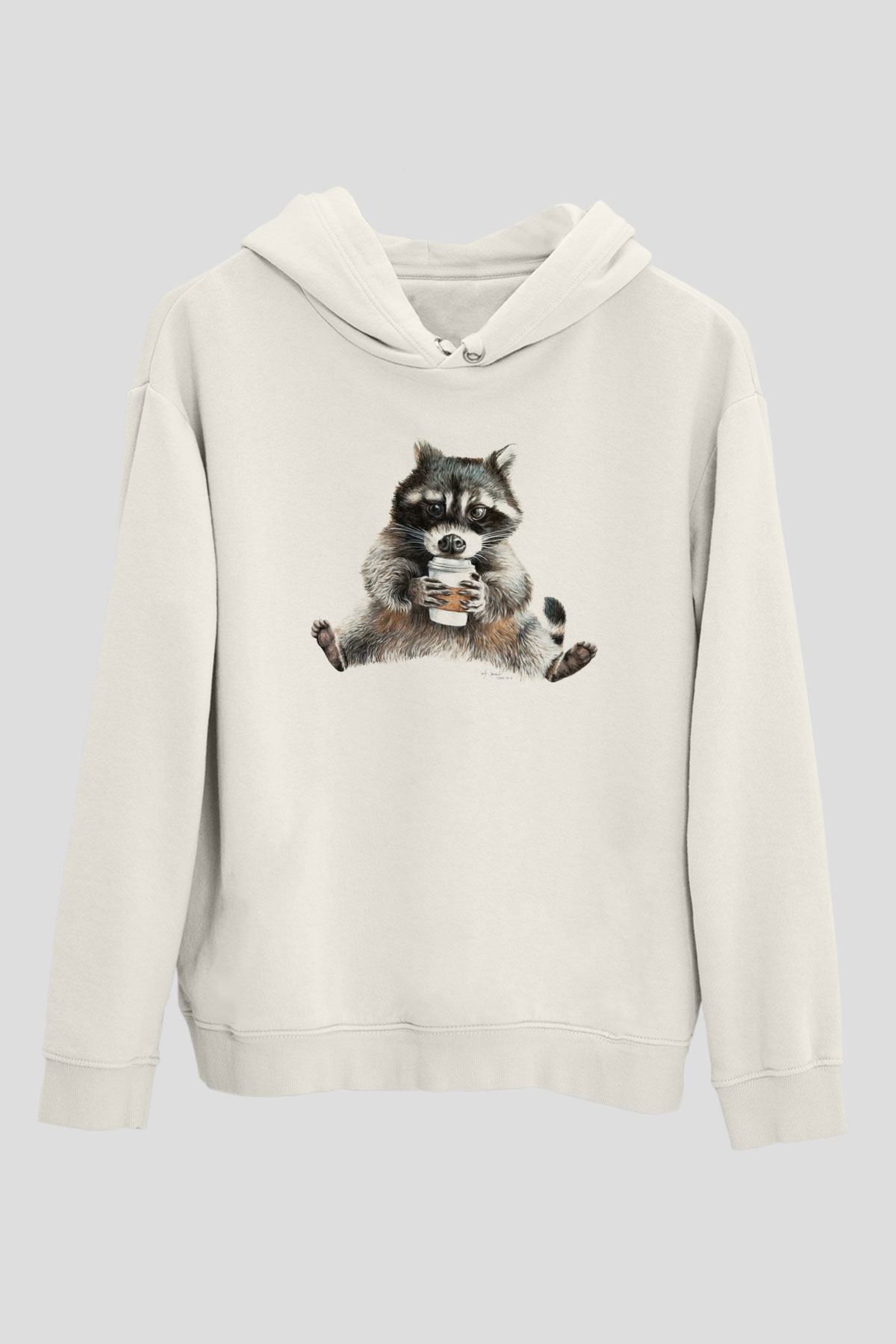 Rakun Beyaz Unisex Hoodie