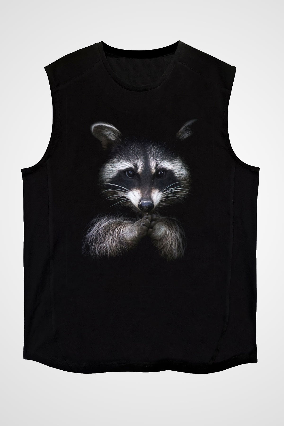 Rakun Siyah Unisex Kolsuz Tişört