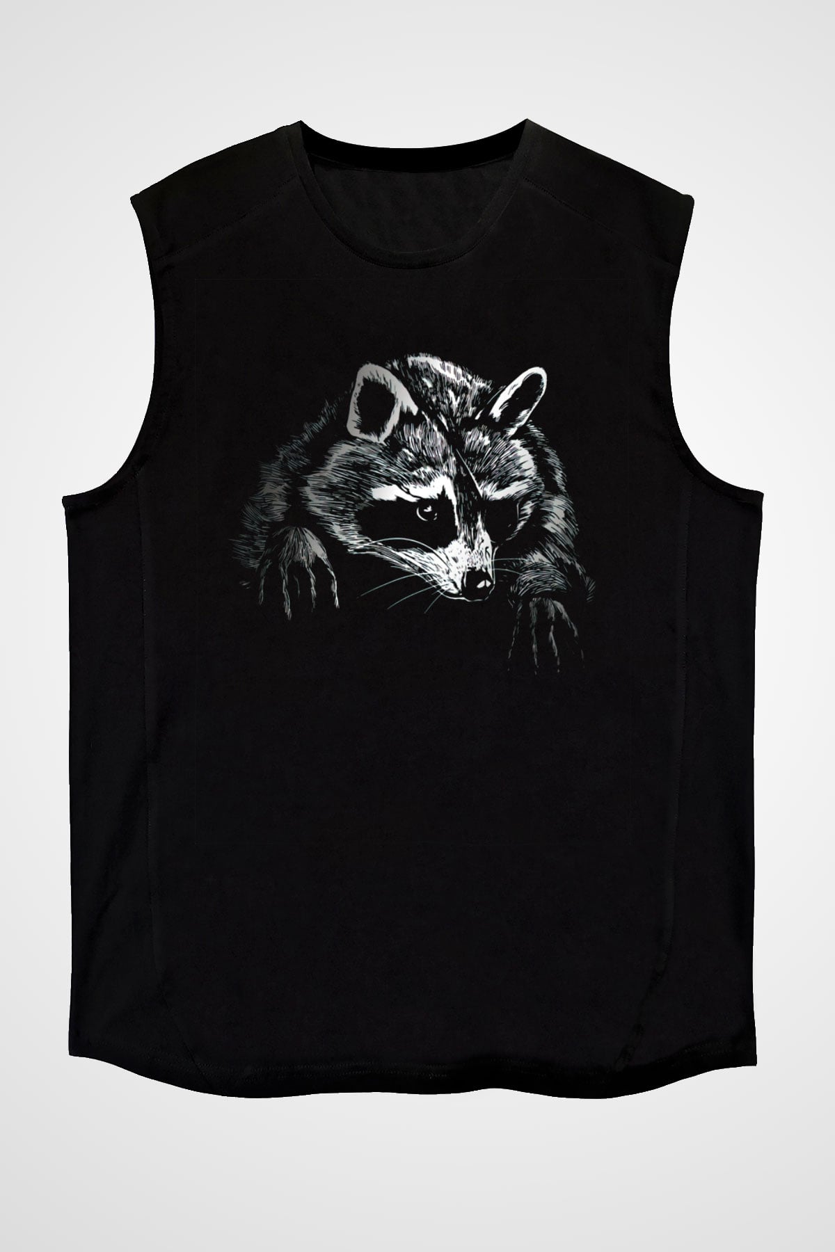 Rakun Siyah Unisex Kolsuz Tişört