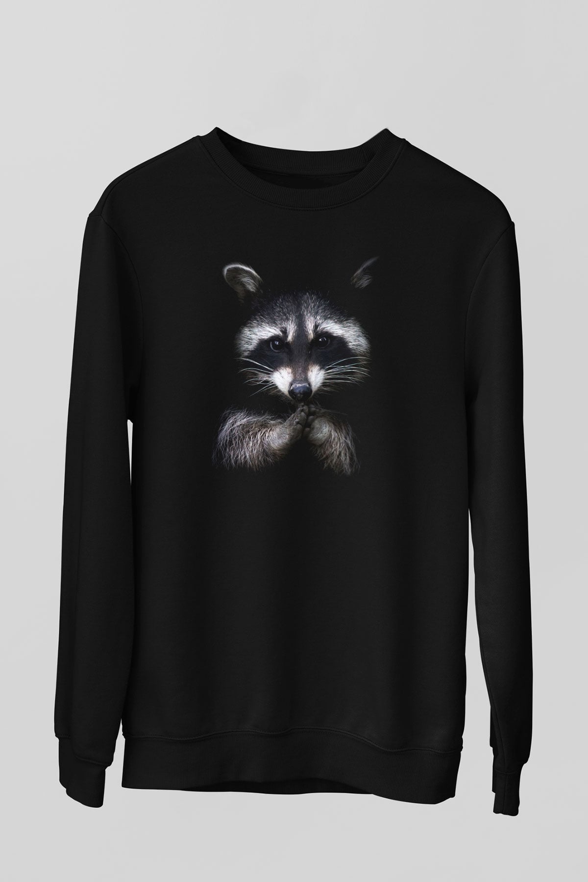 Rakun Siyah Unisex Sweatshirt