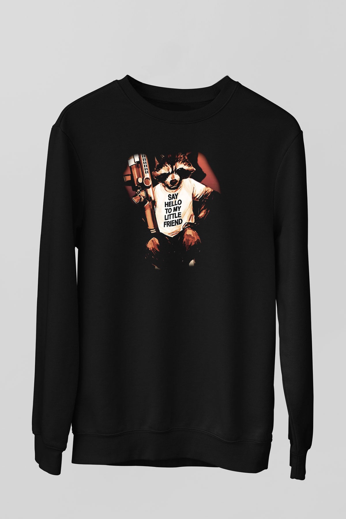 Rakun Siyah Unisex Sweatshirt