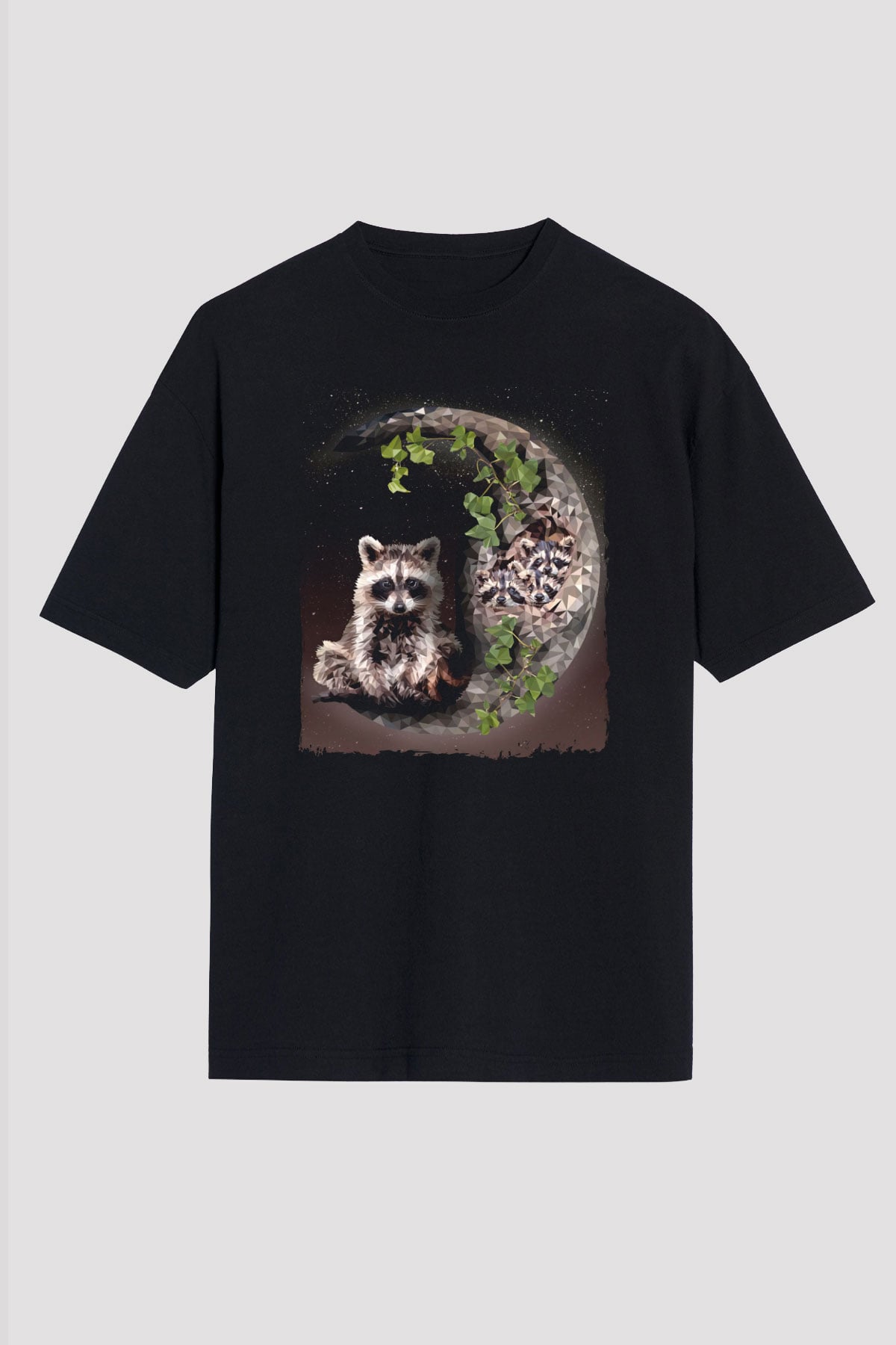 Rakun Siyah Unisex Tişört T-Shirt - TişörtFabrikası