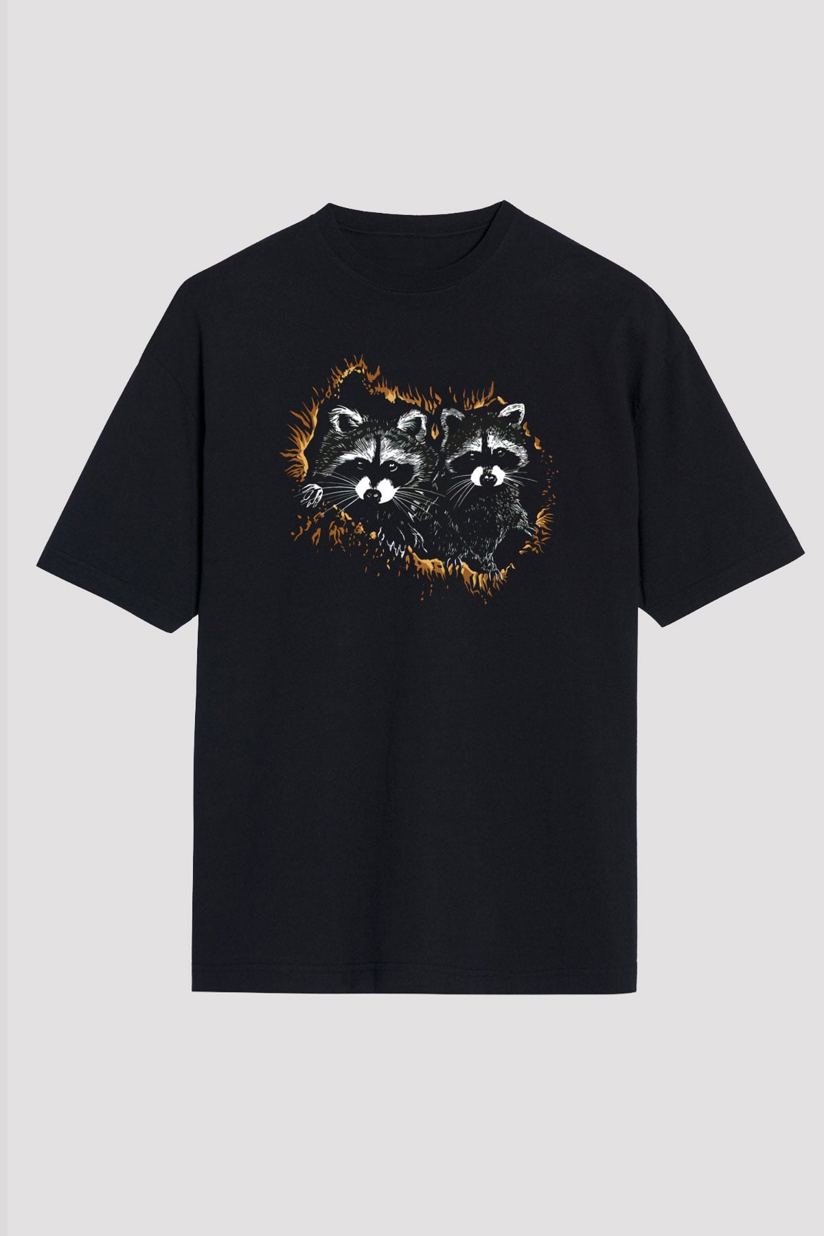 Rakun Siyah Unisex Tişört T-Shirt - TişörtFabrikası