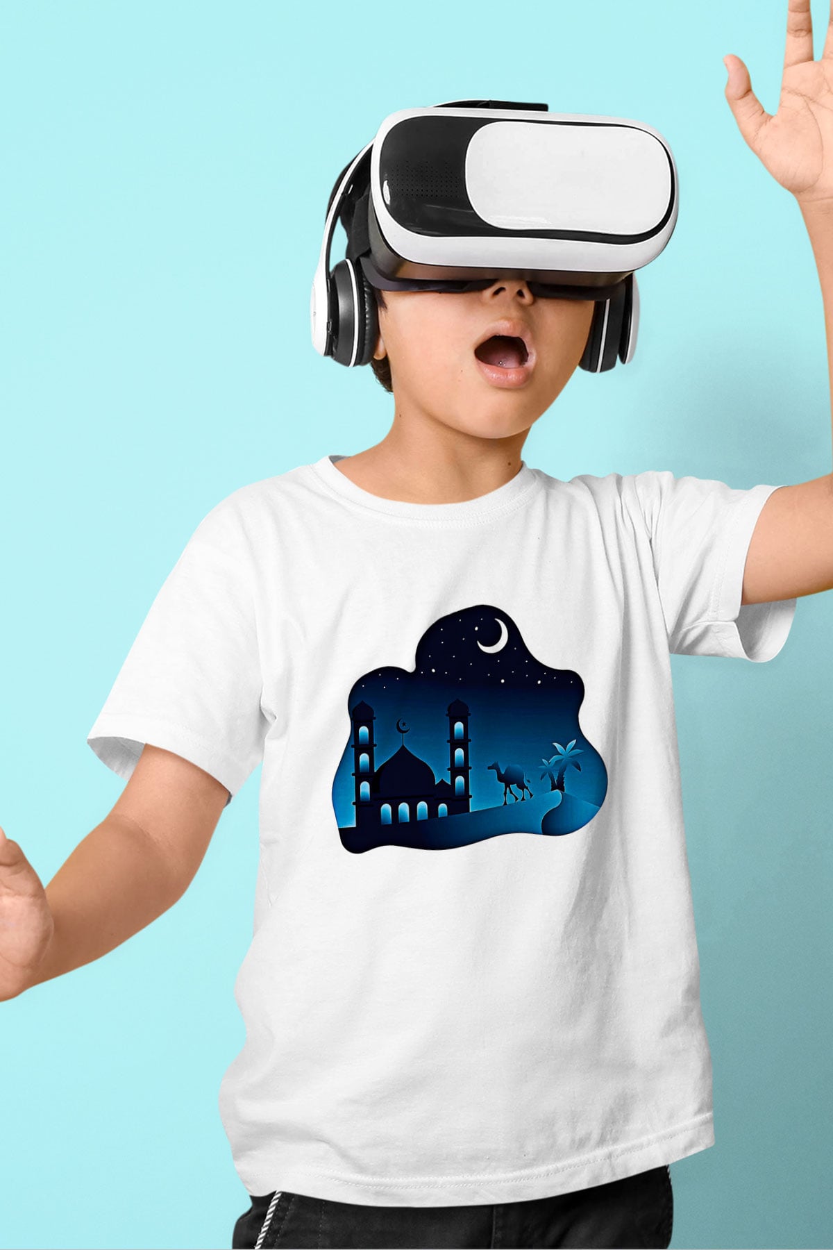 Ramazan Bayramı Baskılı Beyaz Unisex Beyaz Çocuk Tişört - Tshirt