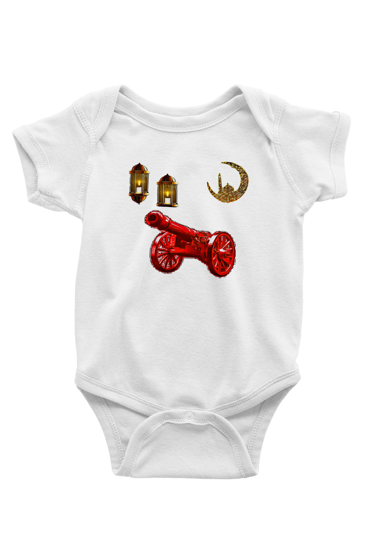 Ramazan Bayramı Baskılı Beyaz Unisex Bebek Body - Zıbın