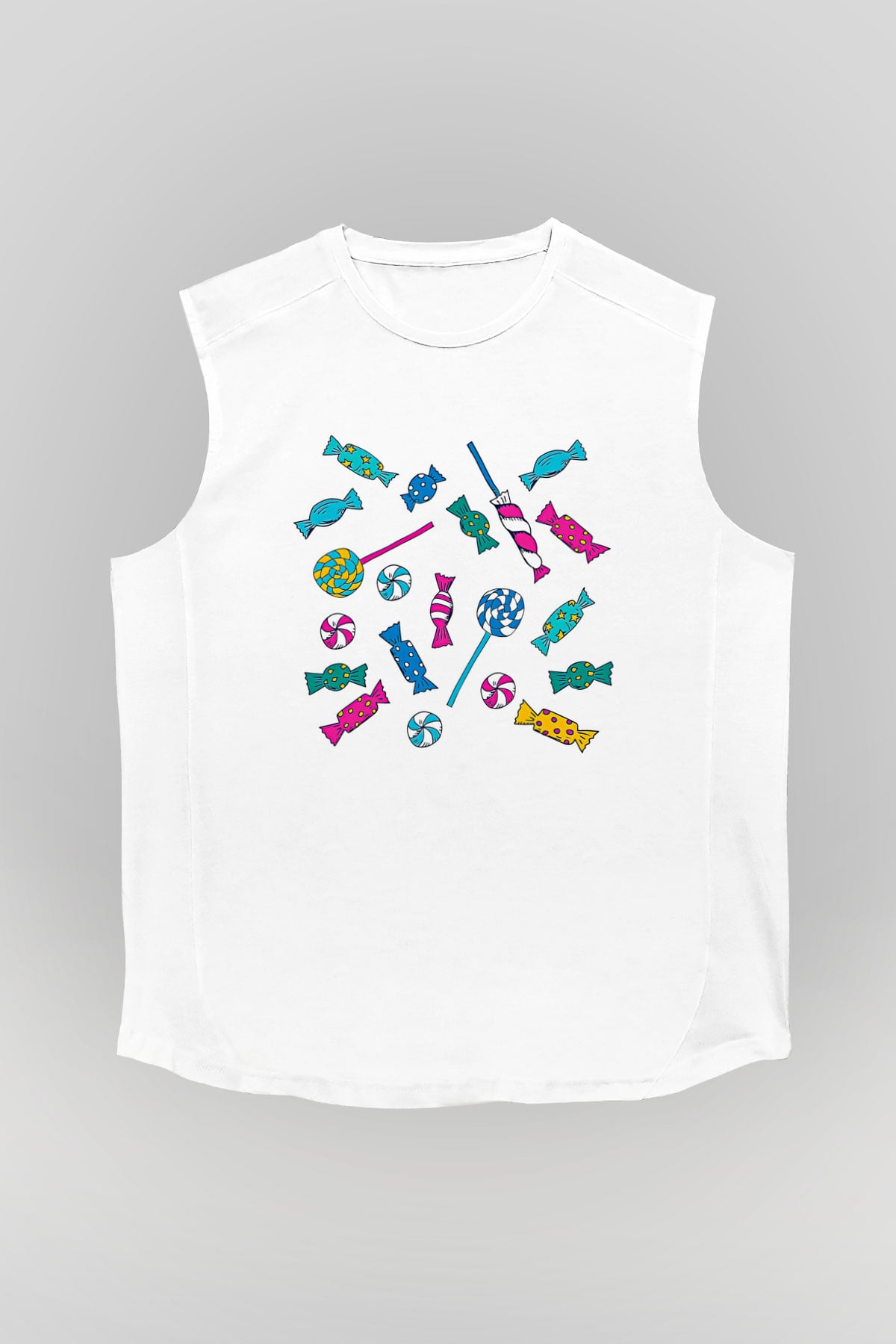 Ramazan Bayramı Baskılı Beyaz Unisex Kolsuz Tişört - Tshirt