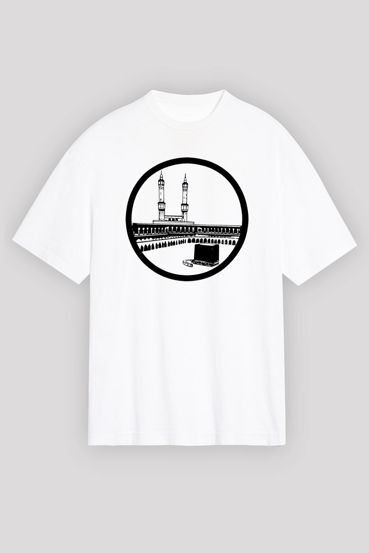 Ramazan Bayramı Baskılı Beyaz Unisex Oversize Tişört - Tshirt