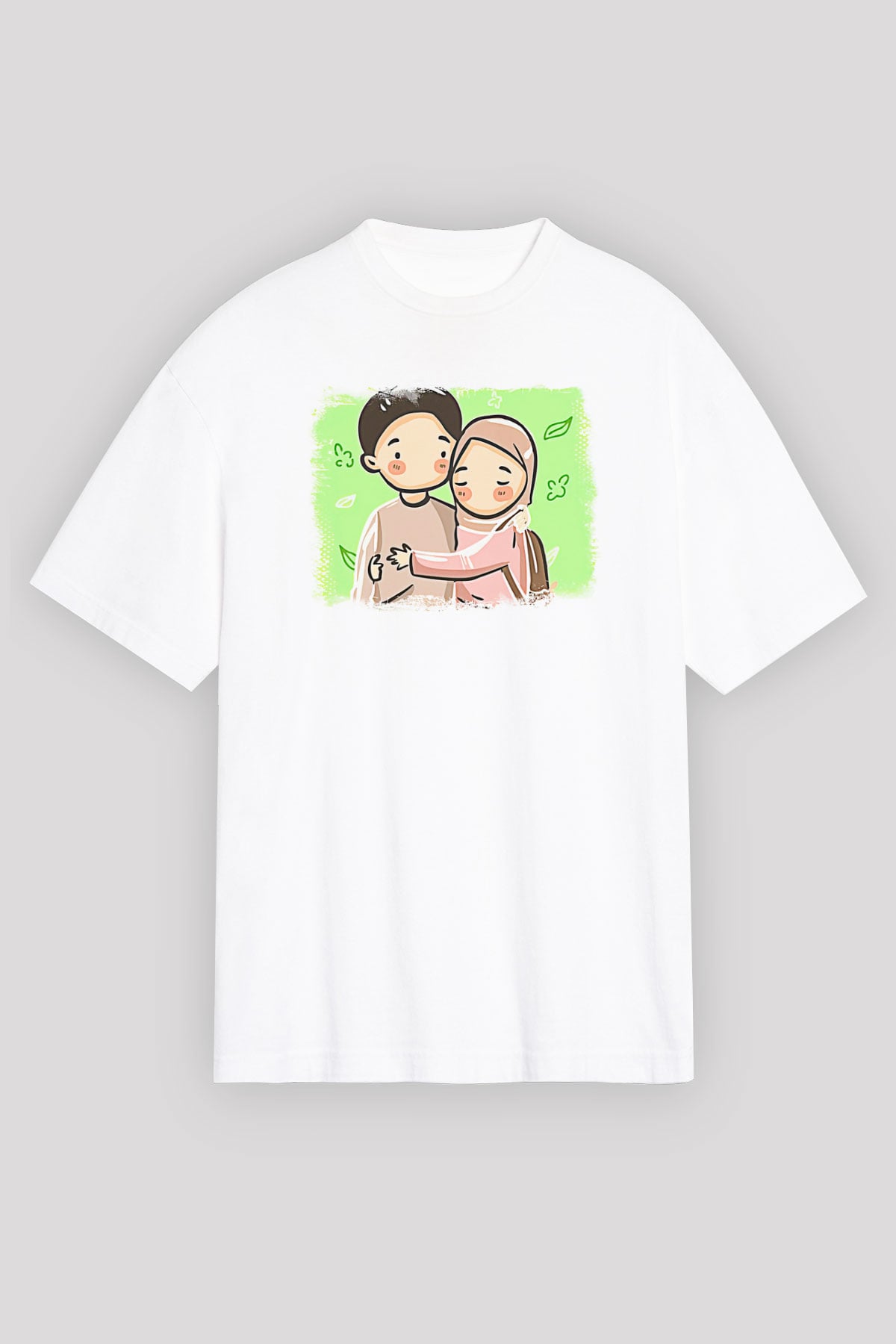 Ramazan Bayramı Baskılı Beyaz Unisex Oversize Tişört - Tshirt