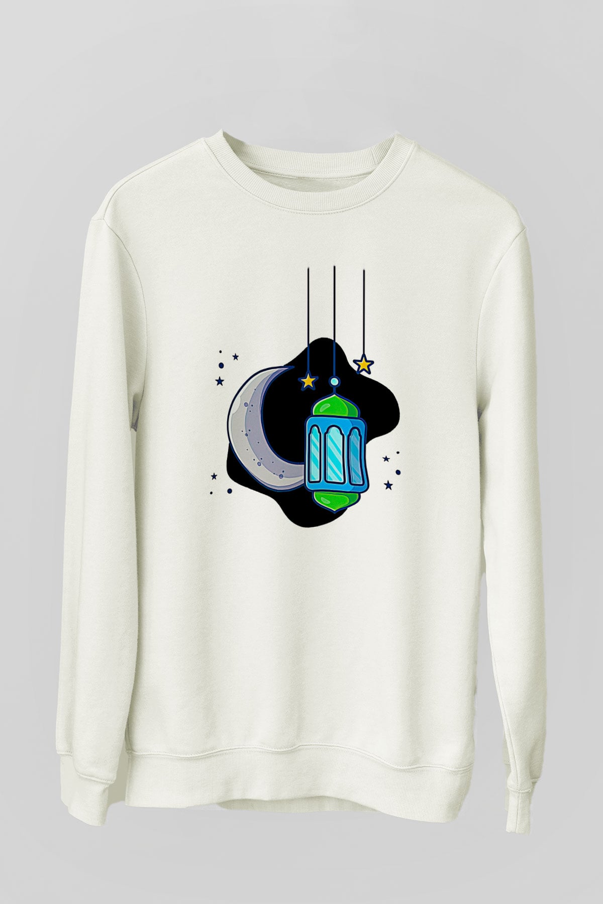 Ramazan Bayramı Baskılı Beyaz Unisex Sweatshirt