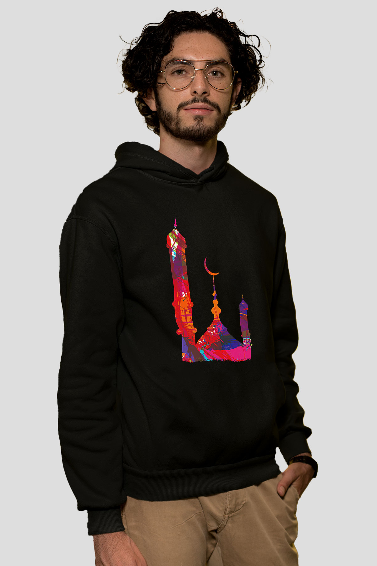 Ramazan Bayramı Baskılı Unisex Siyah Hoodie