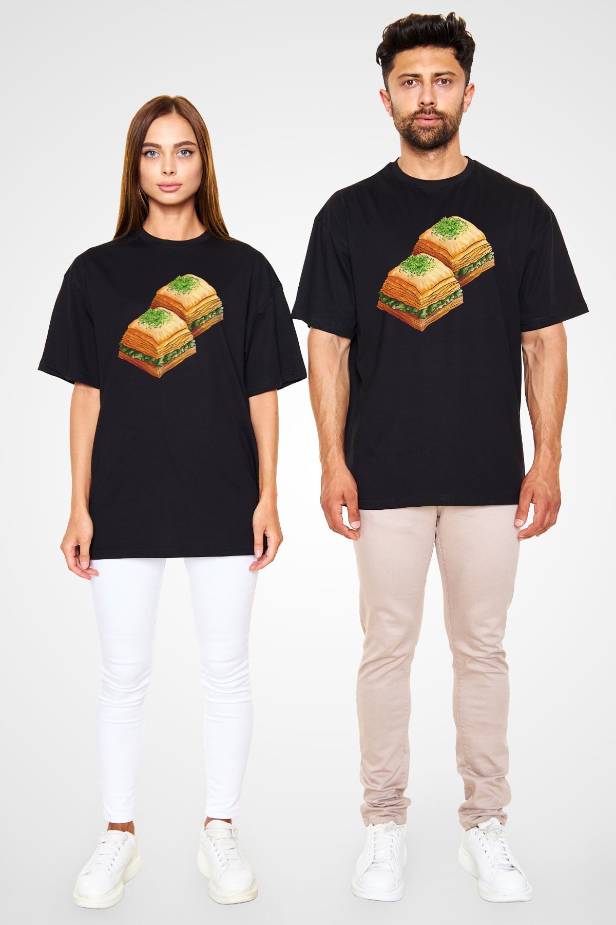 Ramazan Bayramı Baskılı Unisex Siyah Oversize Tişört - Tshirt