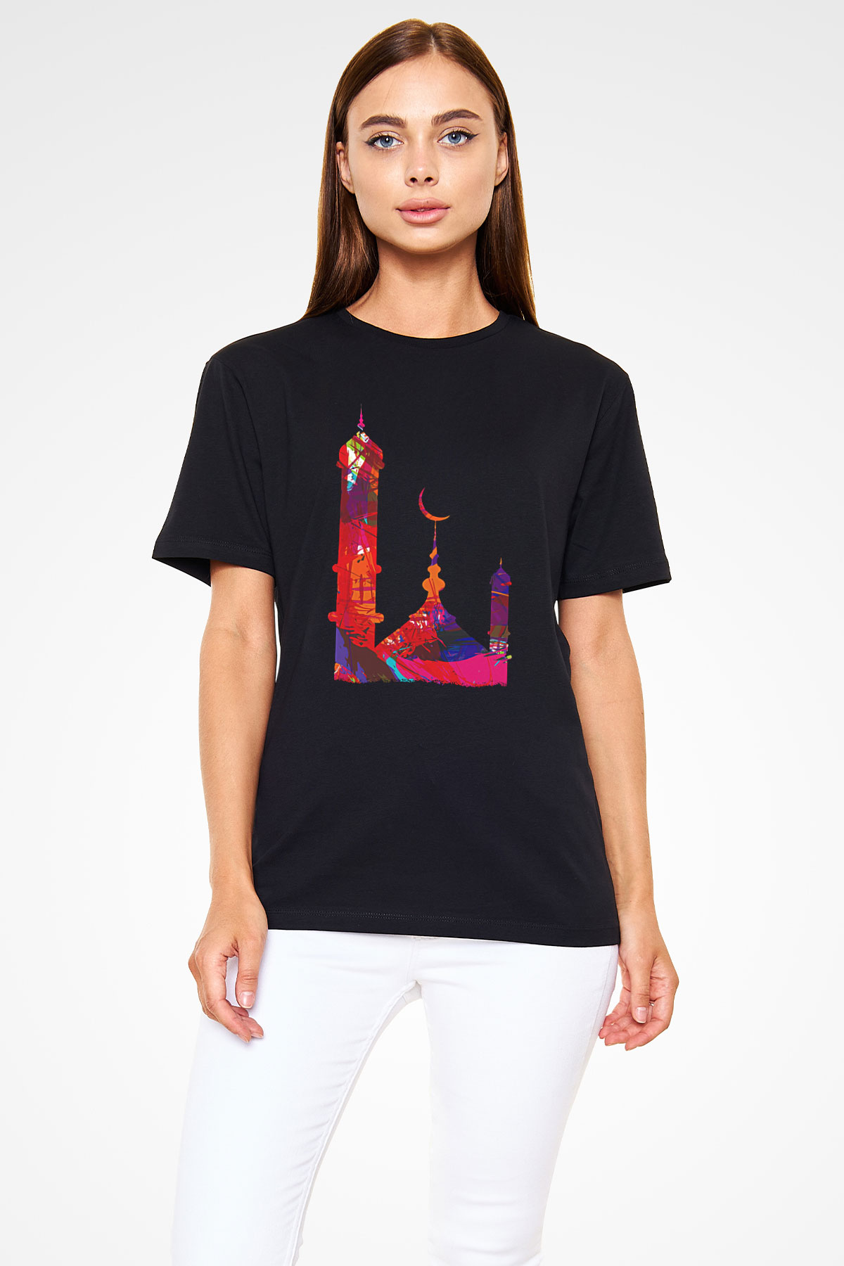 Ramazan Bayramı Baskılı Unisex Siyah Tişört - Tshirt