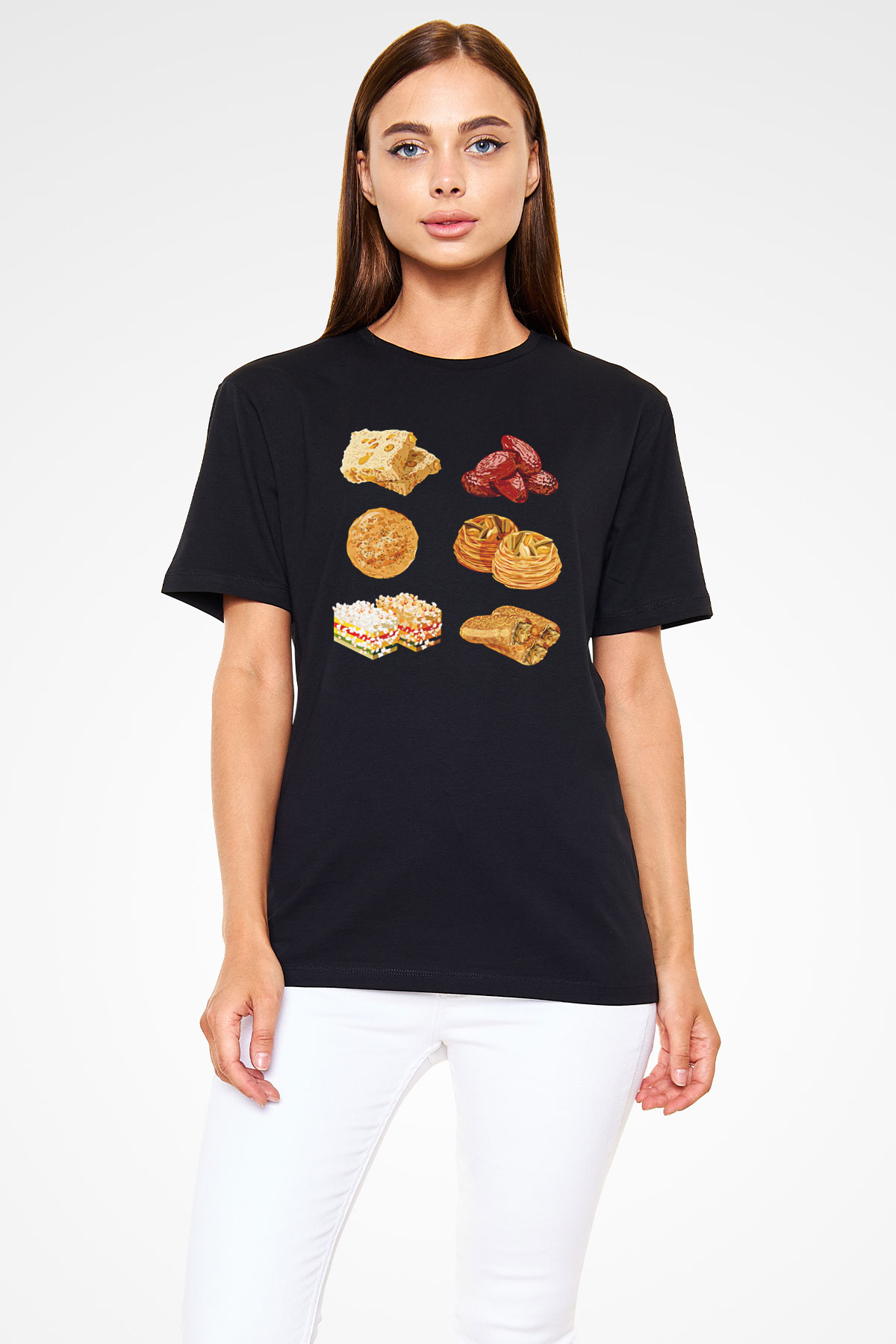 Ramazan Bayramı Baskılı Unisex Siyah Tişört - Tshirt
