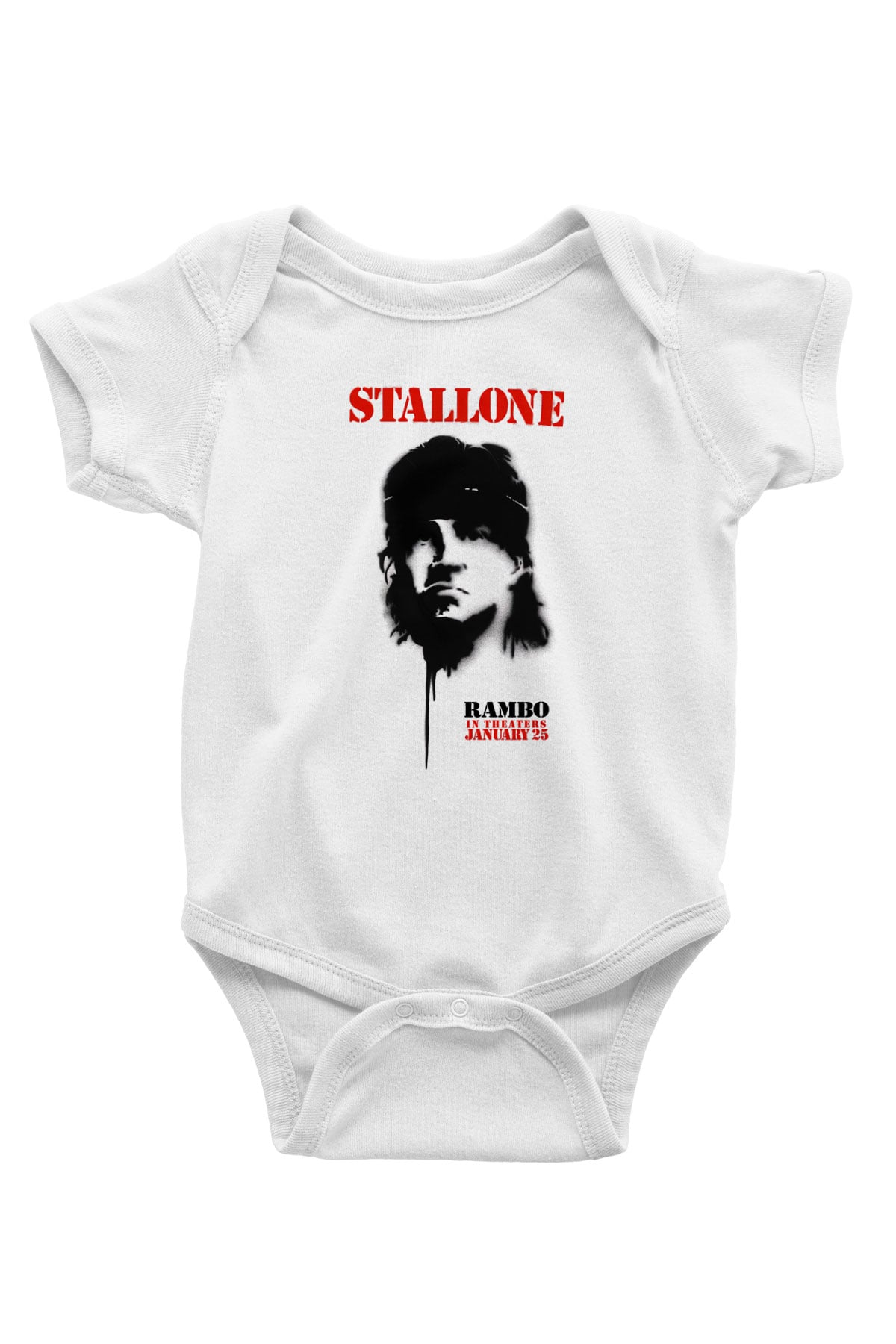 Rambo Baskılı Beyaz Unisex Bebek Body - Zıbın