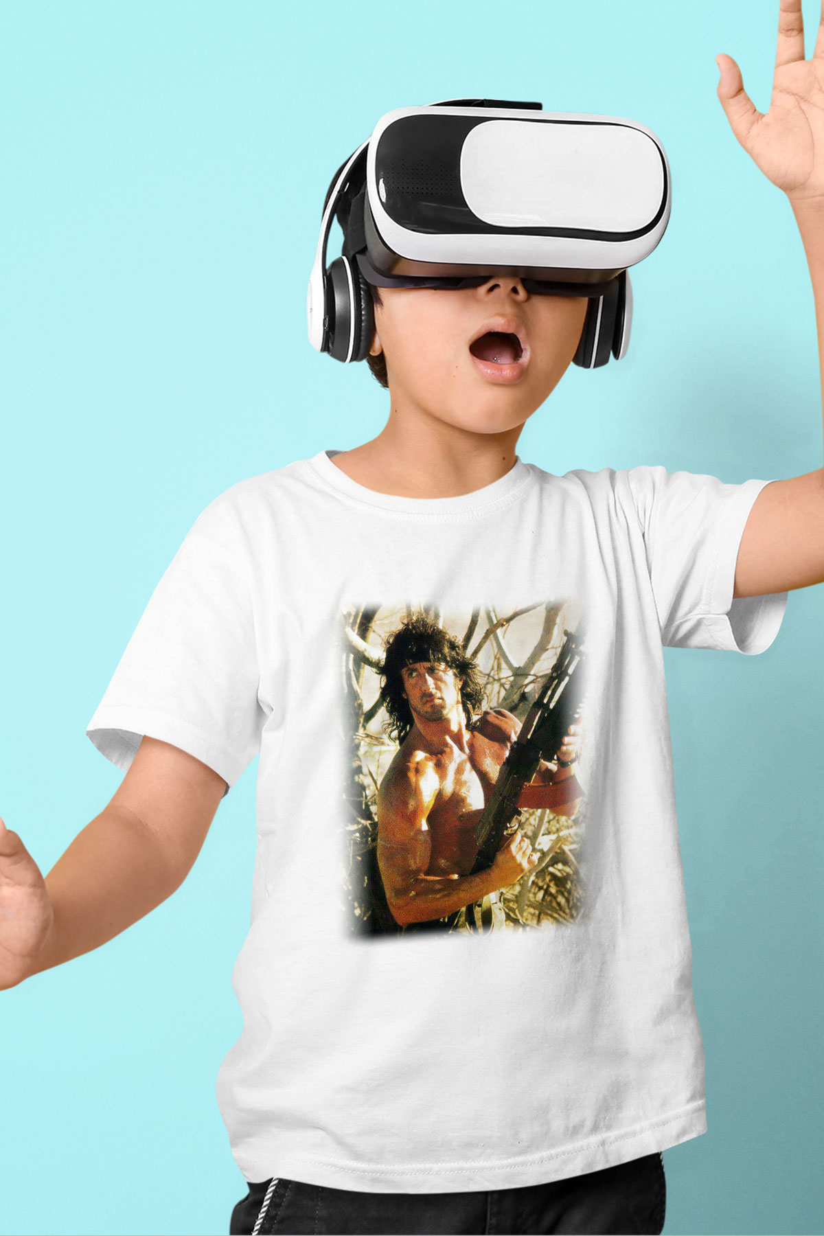 Rambo Baskılı Beyaz Unisex Çocuk Tişört