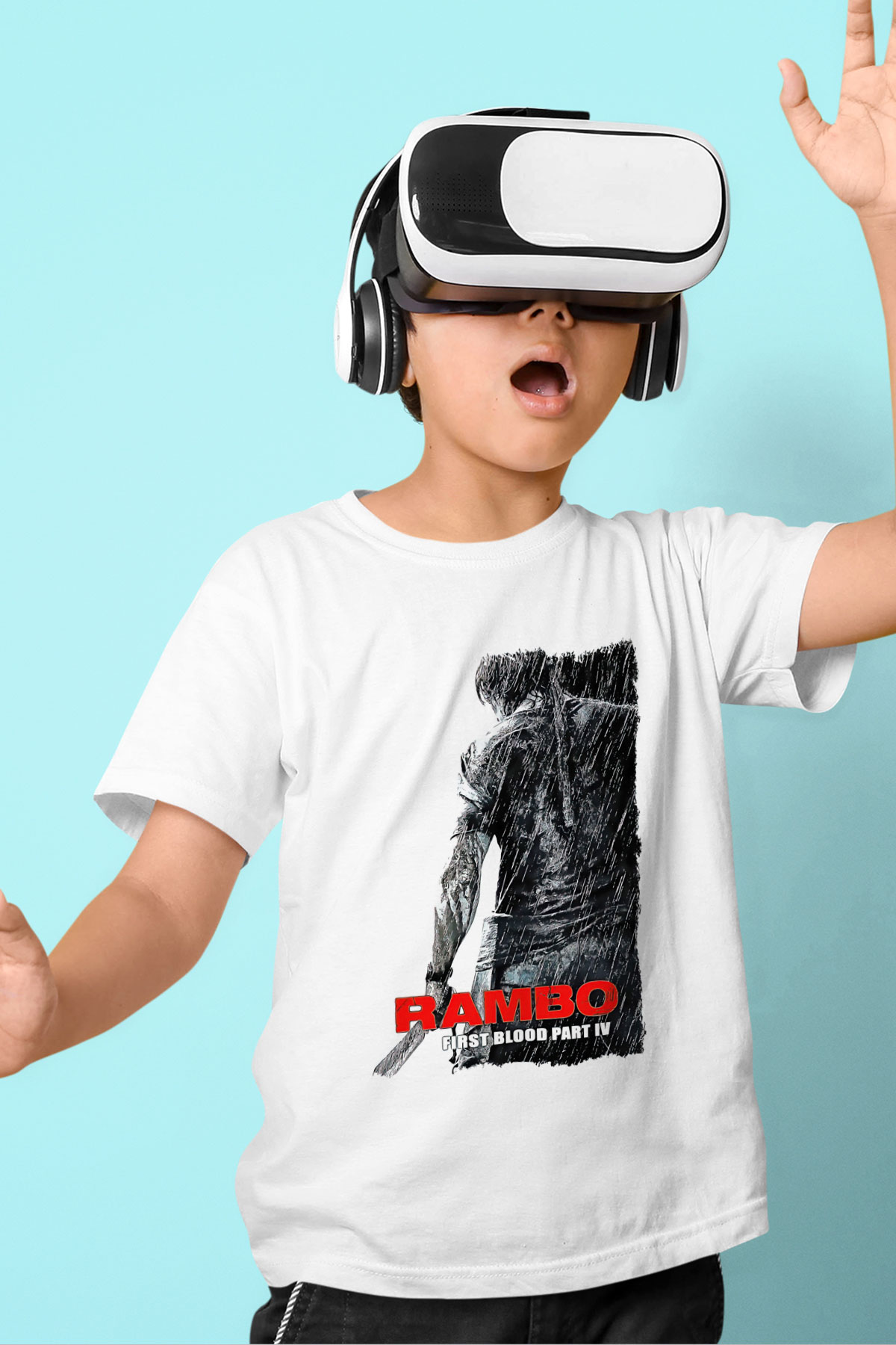Rambo Beyaz Unisex Çocuk Tişört