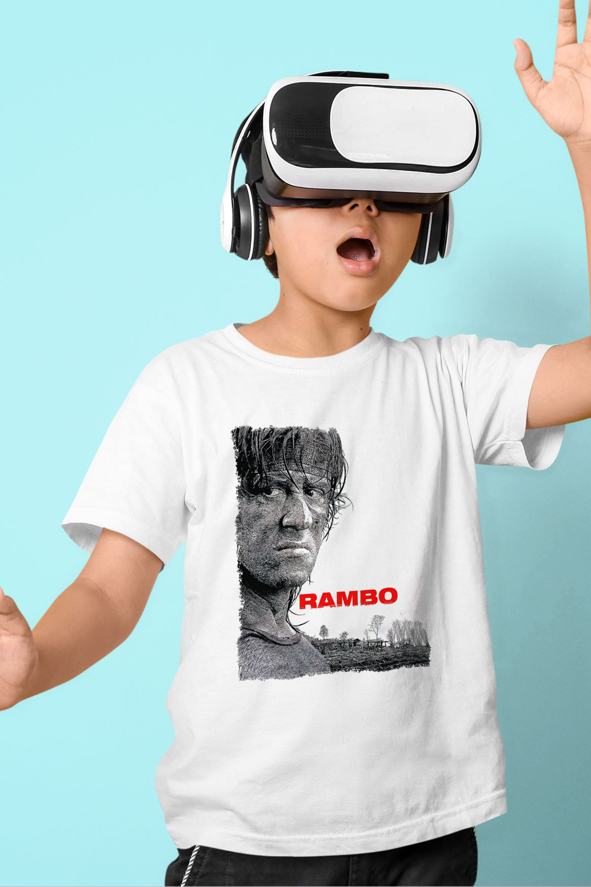 Rambo Beyaz Unisex Çocuk Tişört