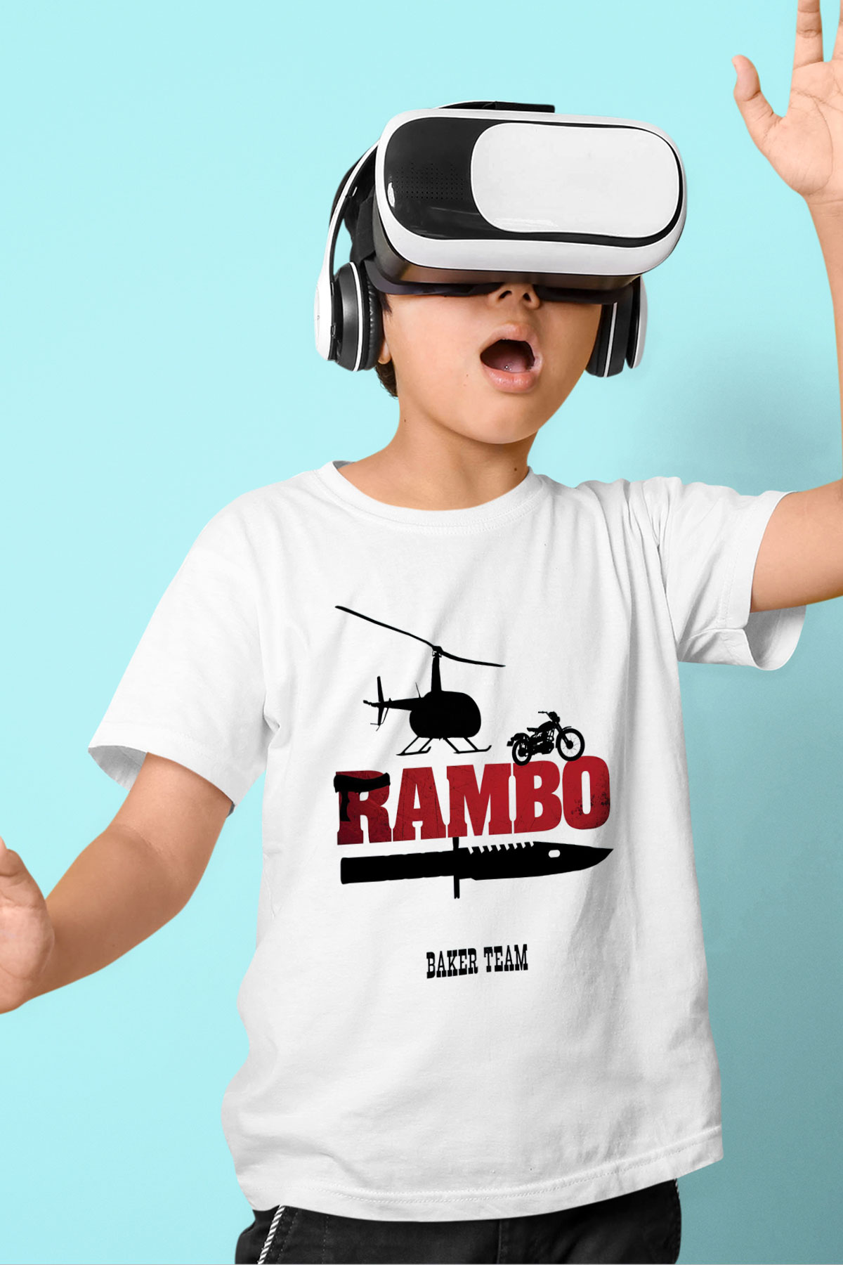 Rambo Beyaz Unisex Çocuk Tişört