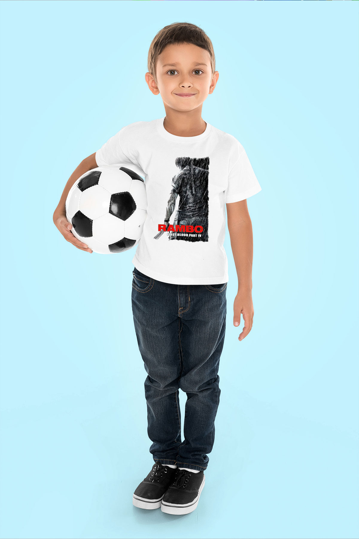 Rambo Beyaz Unisex Çocuk Tişört