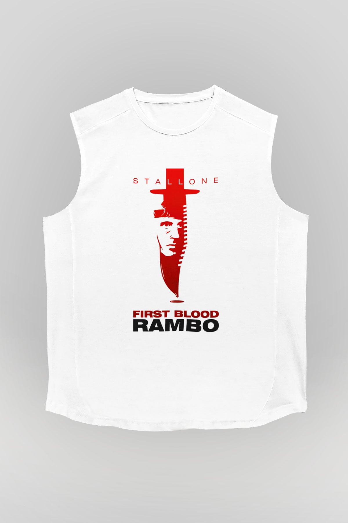 Rambo Beyaz Unisex Kolsuz Tişört