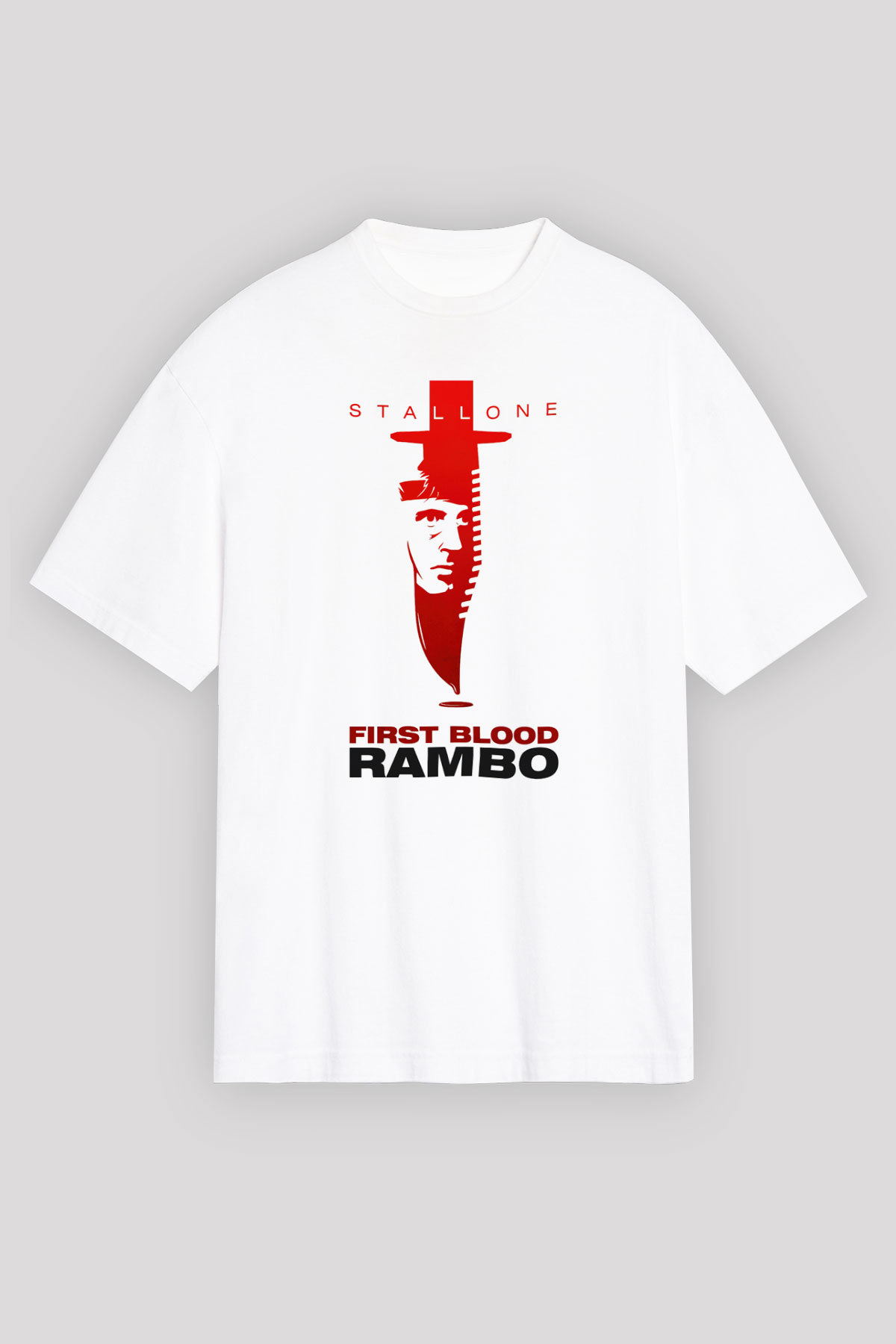 Rambo Beyaz Unisex Oversize Tişört T-Shirt