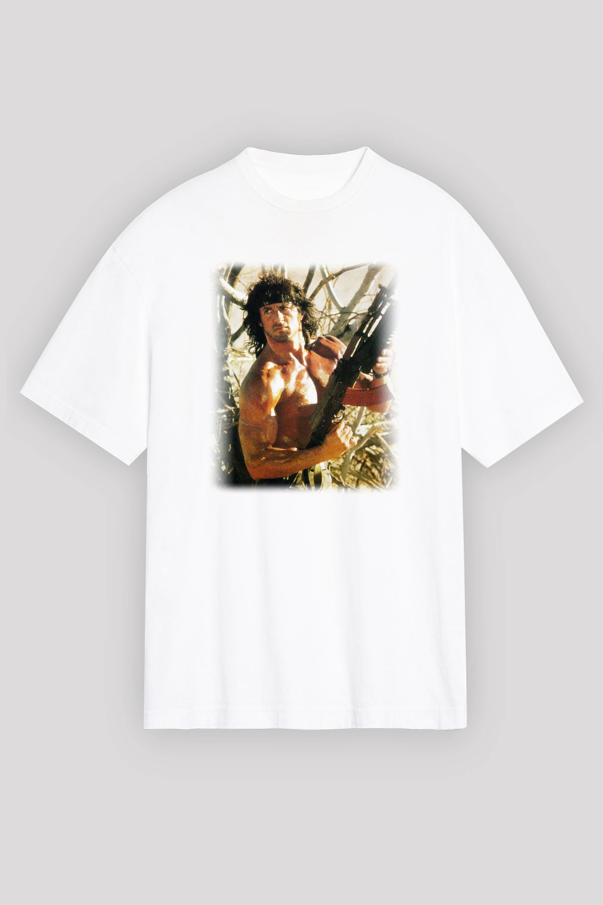 Rambo Beyaz Unisex Oversize Tişört T-Shirt