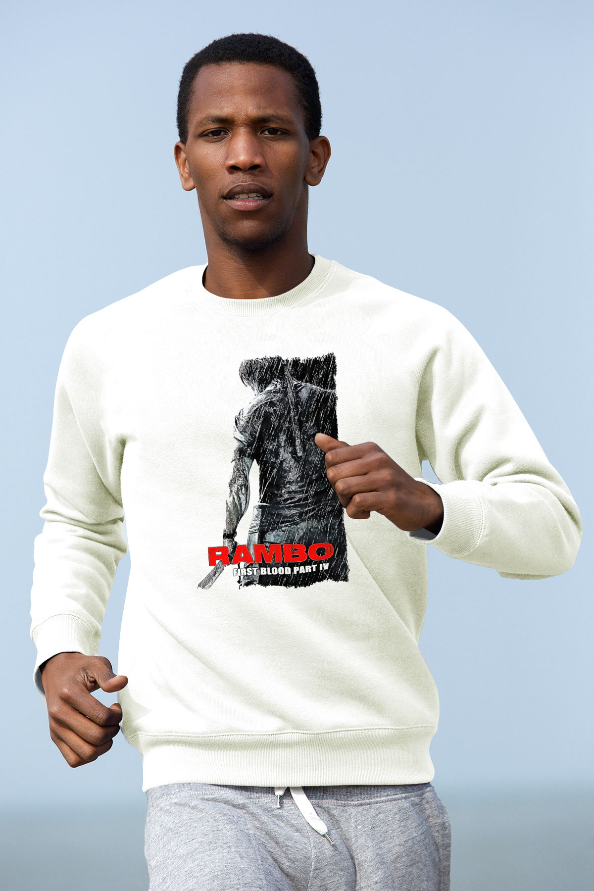 Rambo Beyaz Unisex Sweatshirt