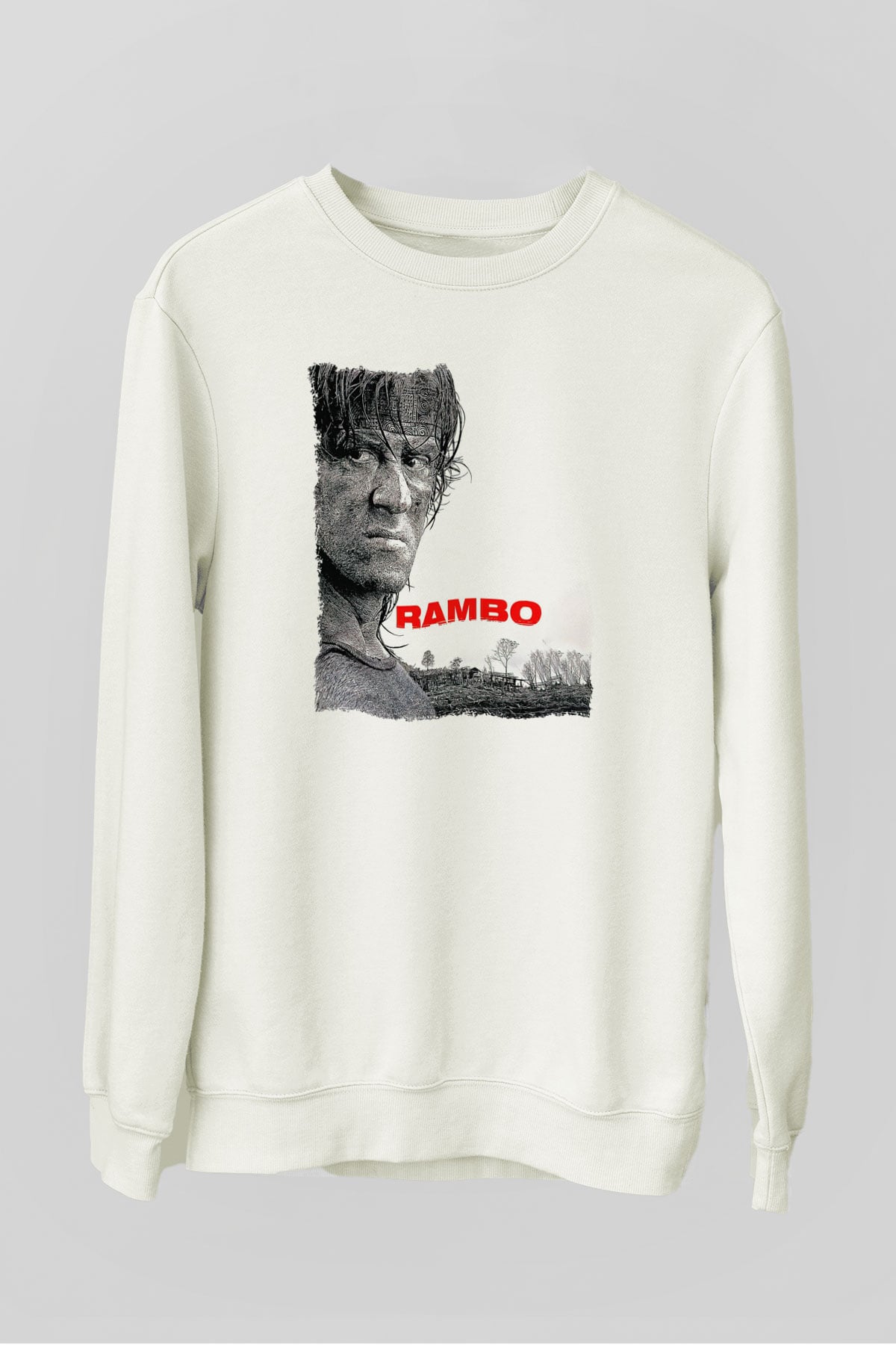 Rambo Beyaz Unisex Sweatshirt