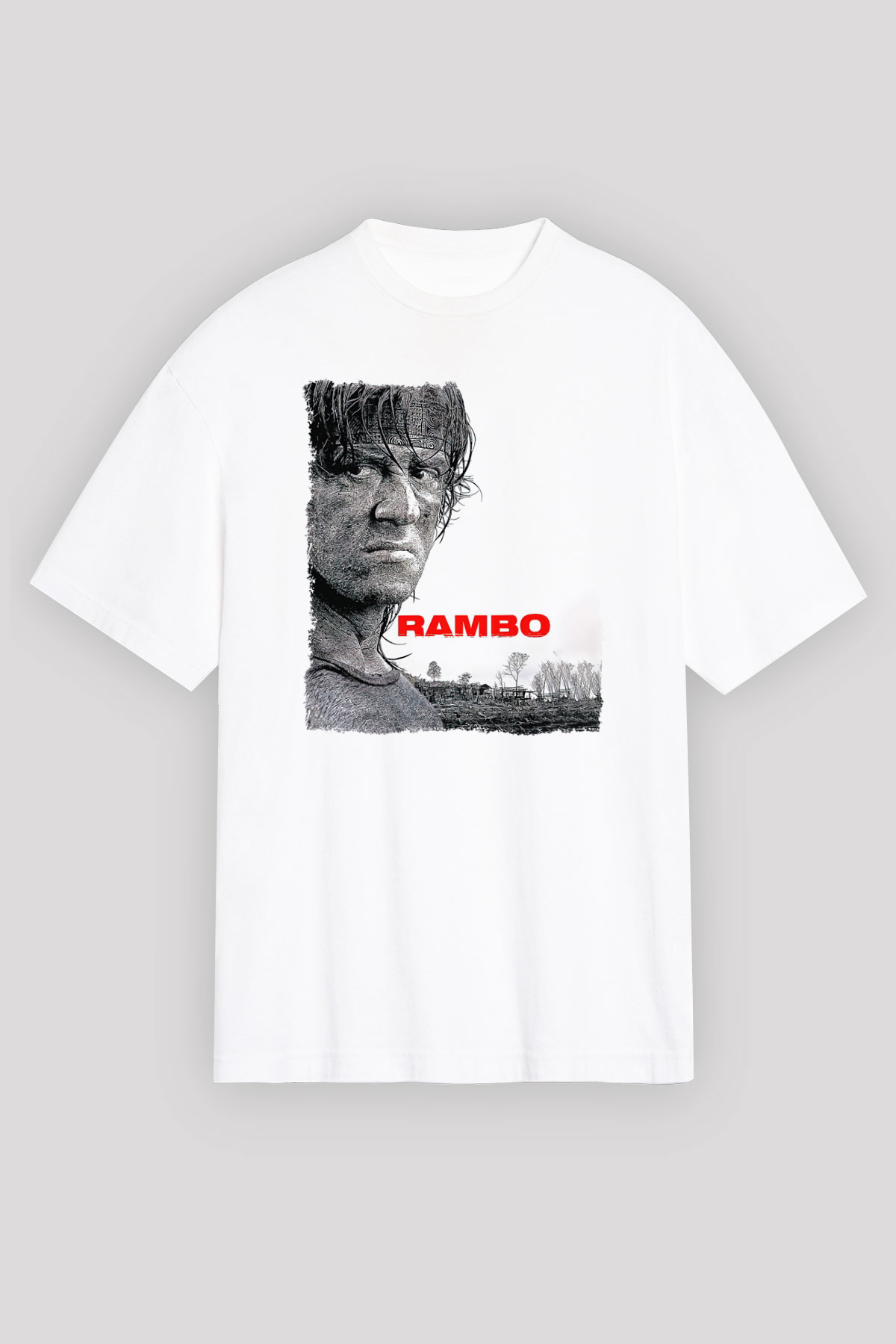 Rambo Beyaz Unisex Tişört T-Shirt