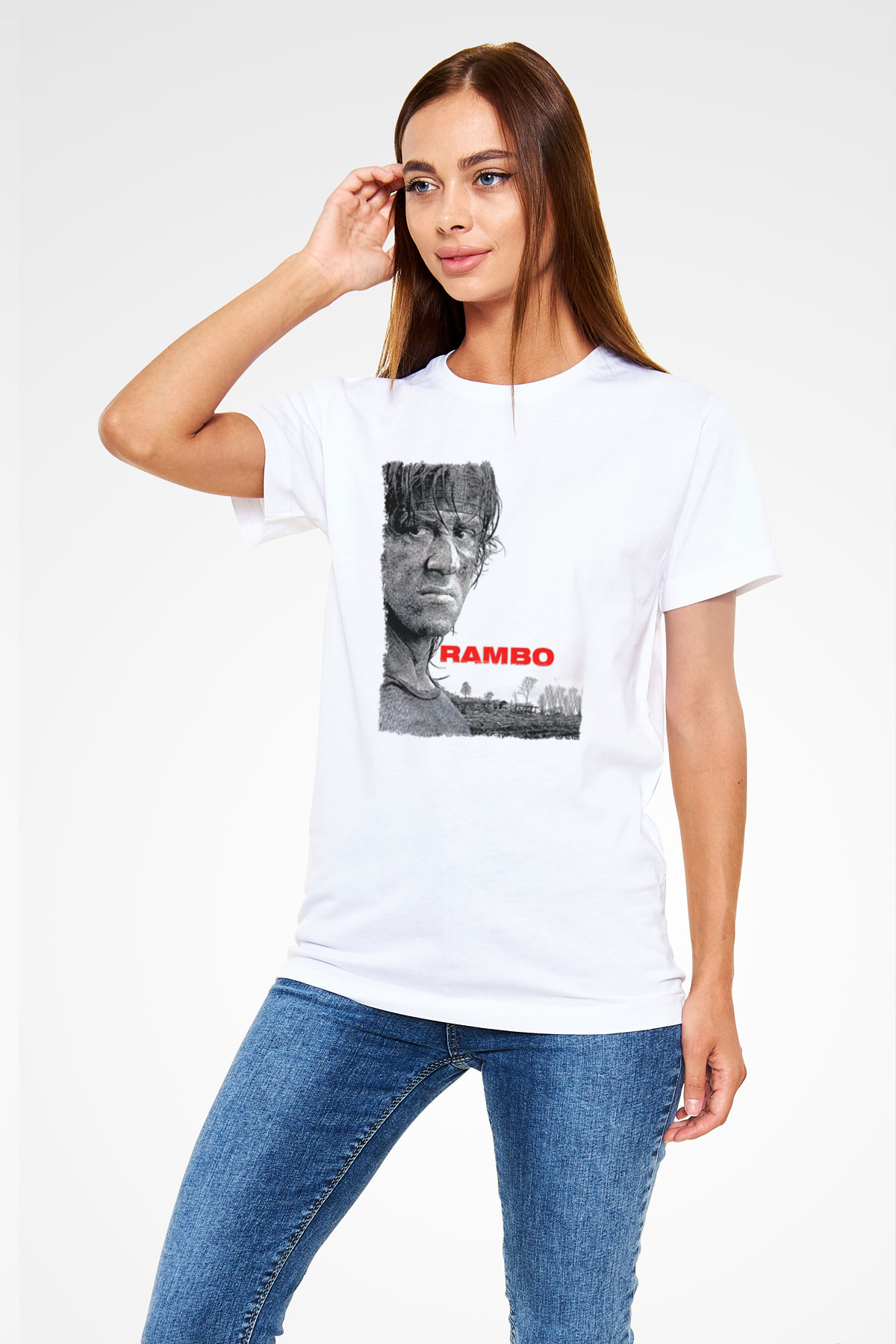 Rambo Beyaz Unisex Tişört T-Shirt