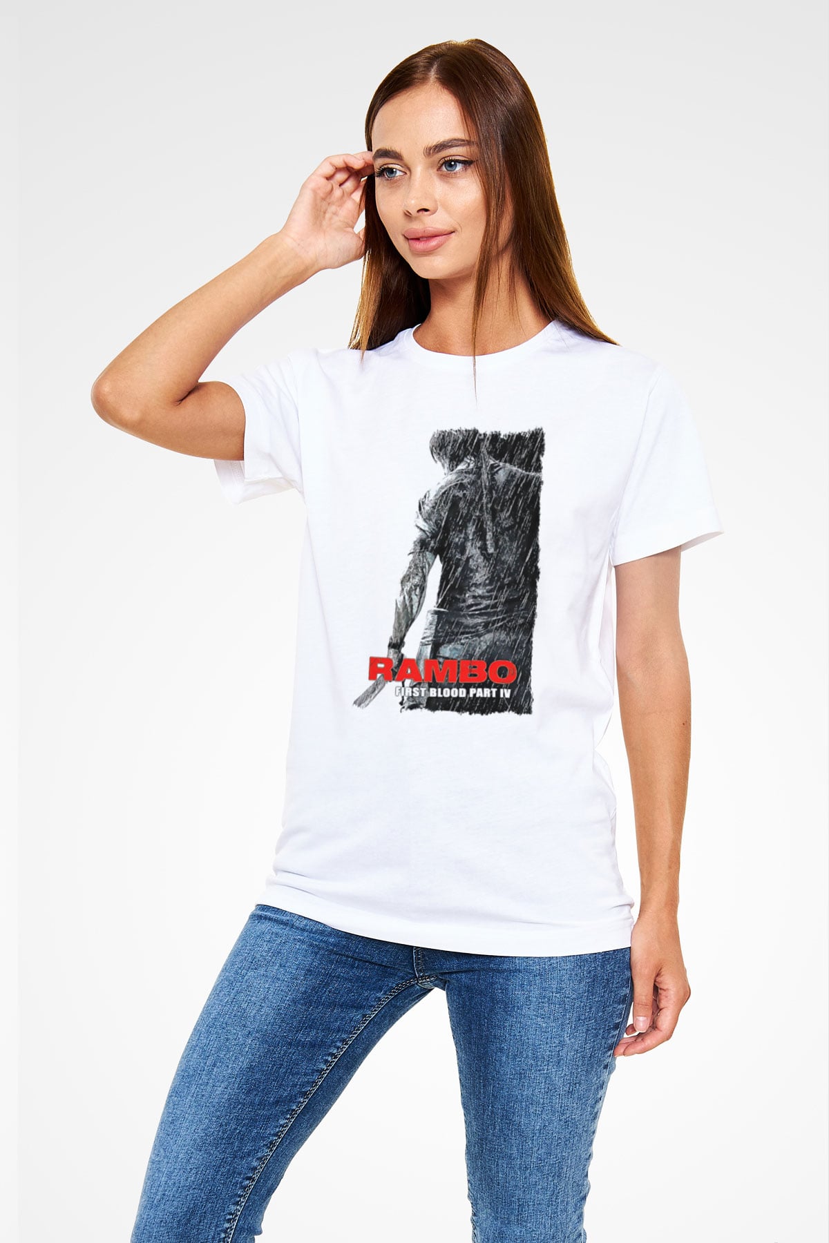 Rambo Beyaz Unisex Tişört T-Shirt