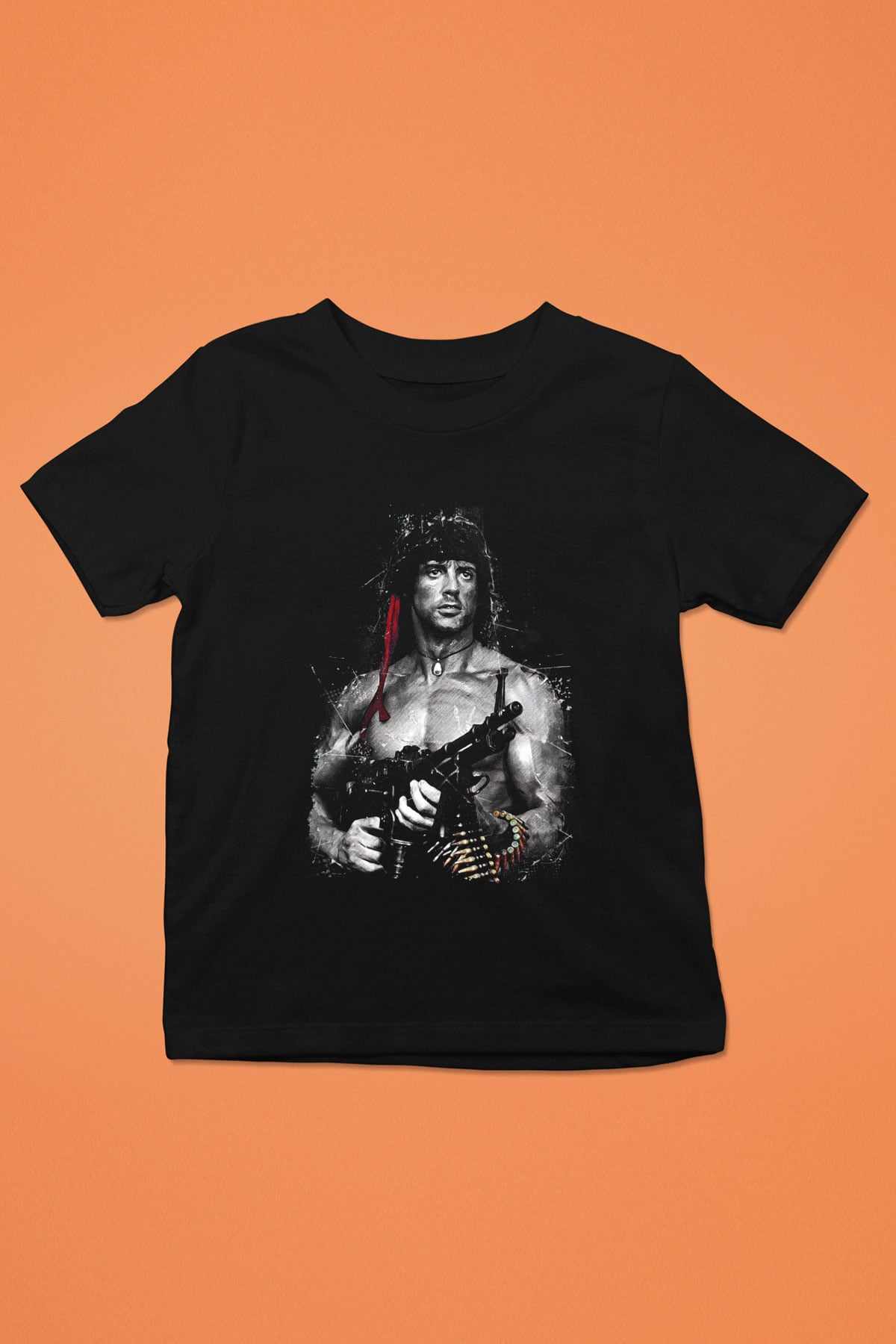 Rambo Siyah Unisex Çocuk Tişört