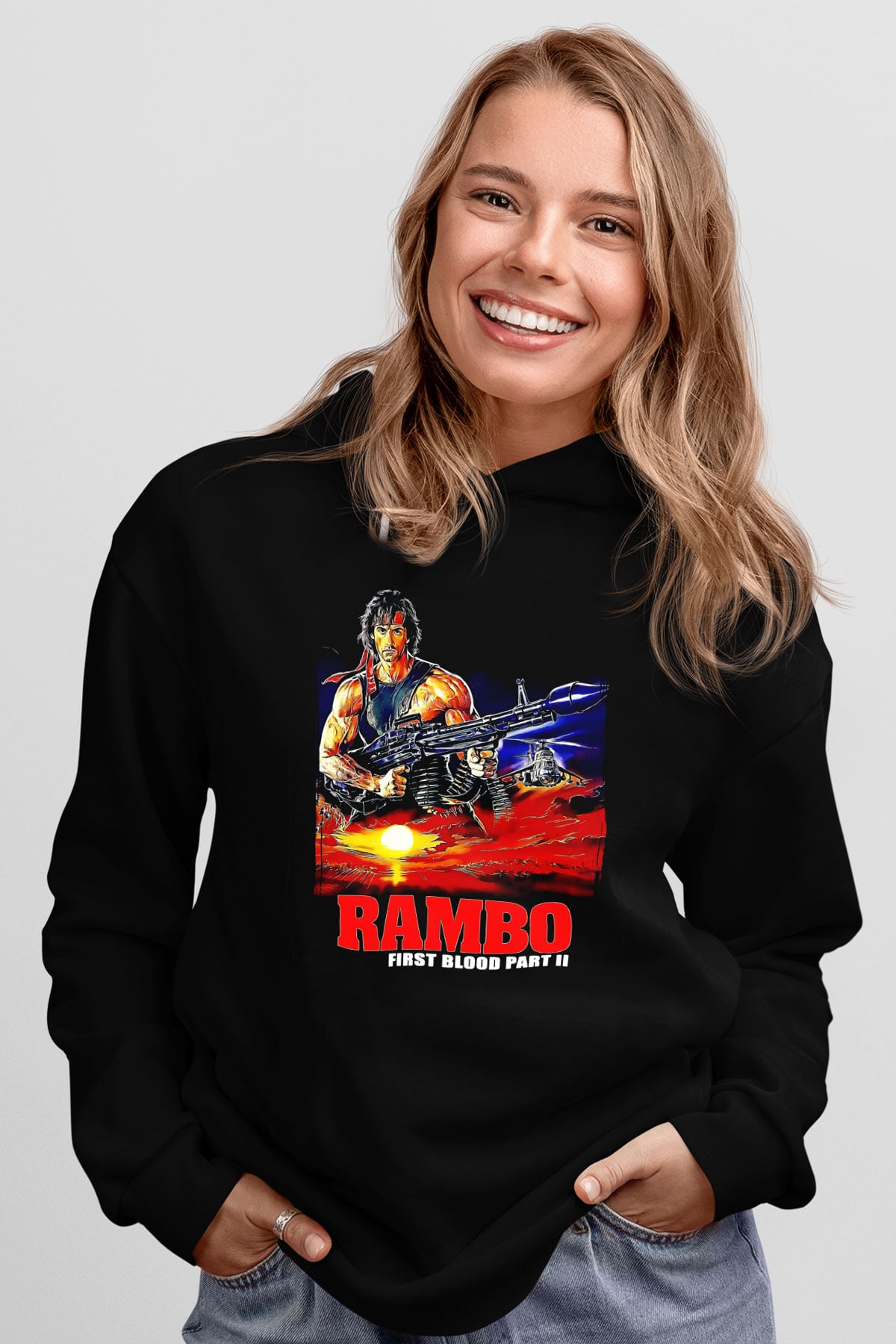 Rambo Siyah Unisex Hoodie