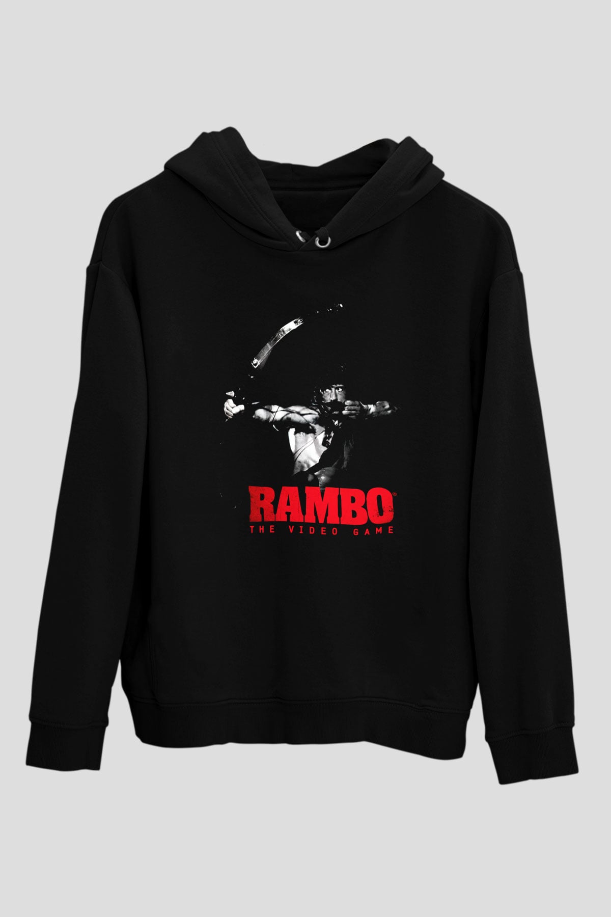 Rambo Siyah Unisex Kapşonlu Sweatshirt